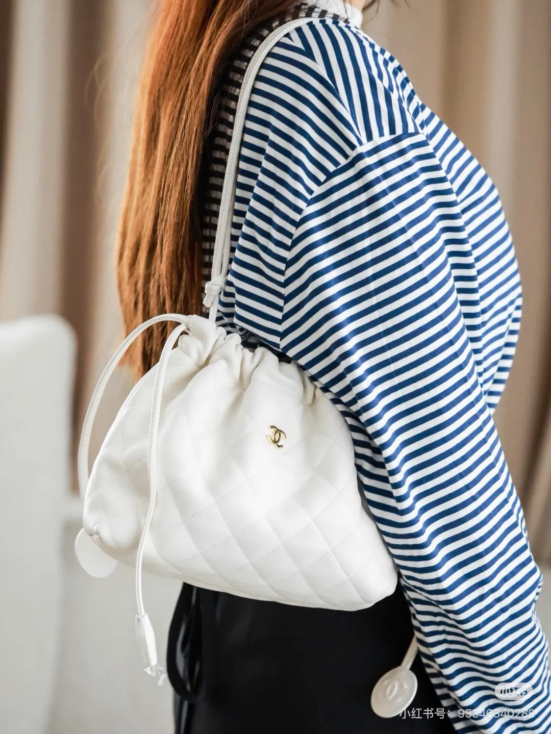Chanel Quilted Leather Drawstring Bucket Bag D34018233 — view 9