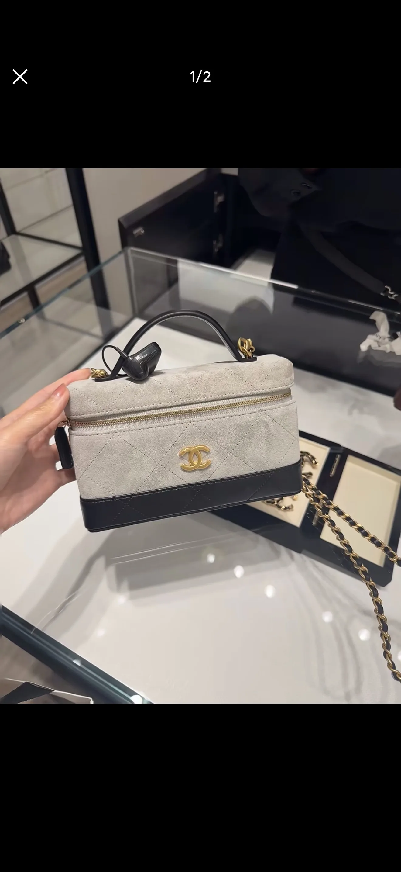 Suede & Leather Vanity Case Bag D35518147 — view 9