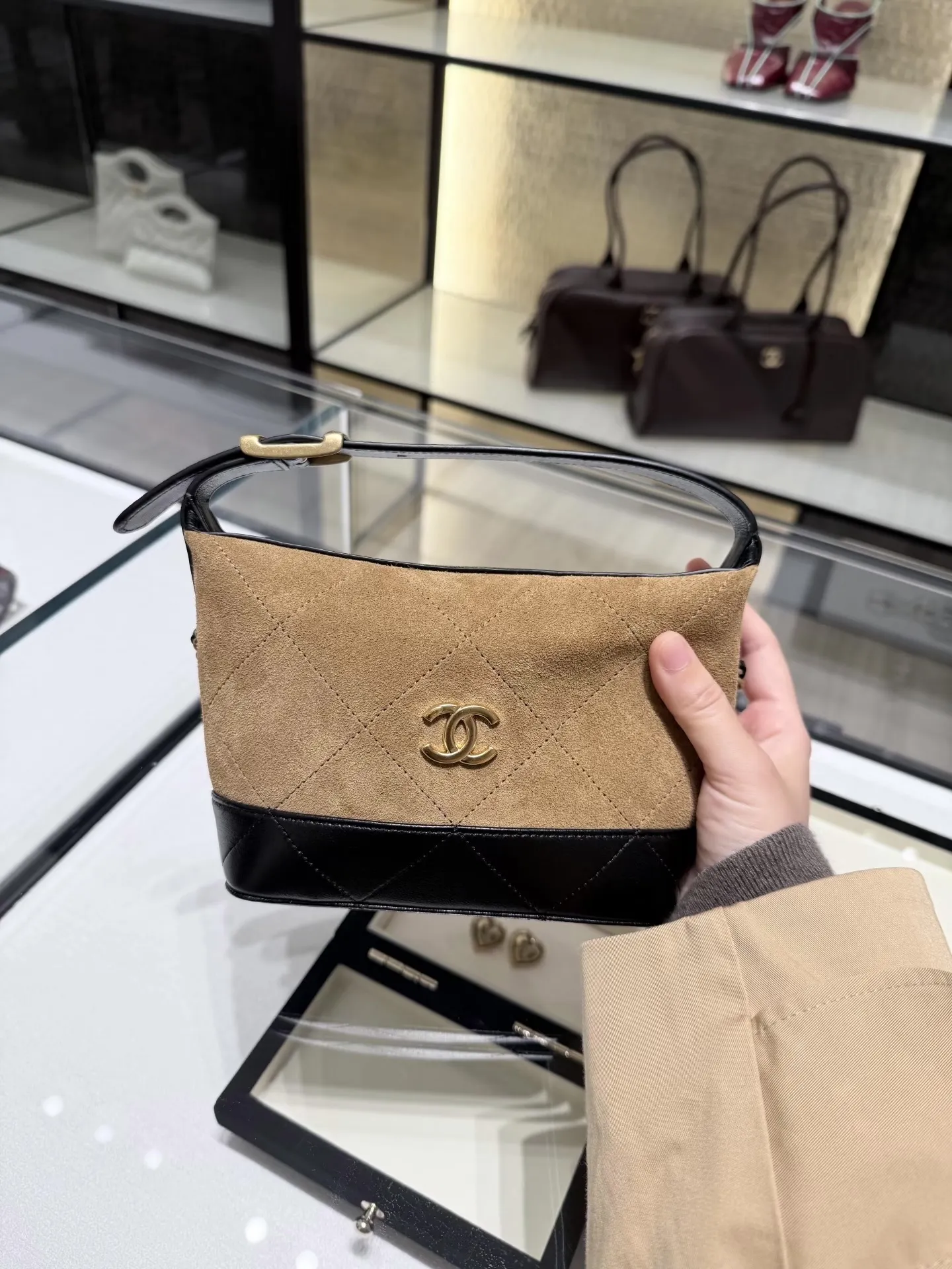 Chanel 26S Suede & Leather Lunch Box Bag D35518149