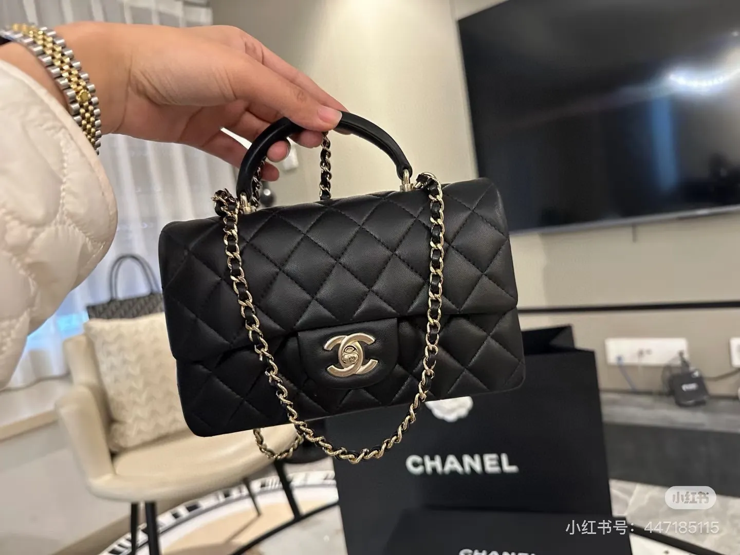 Mini Quilted Top-Handle Flap Bag D30018416 — view 3