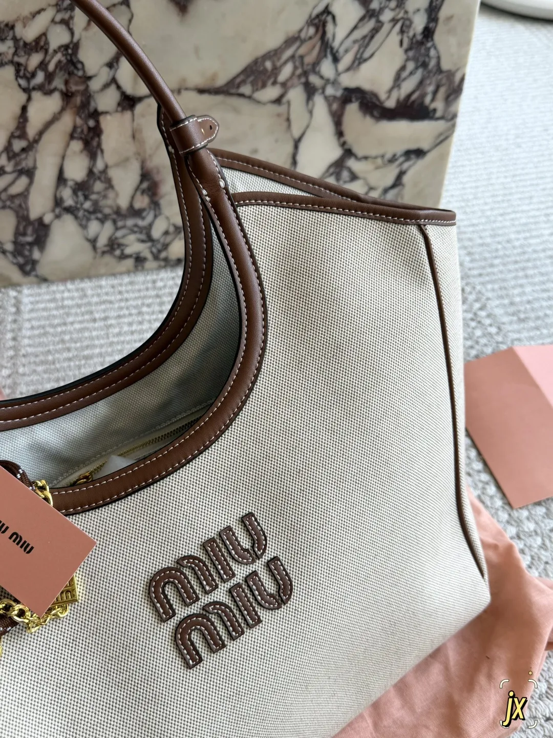 Miu Miu Canvas and Leather Tote Bag D37018354 — view 2