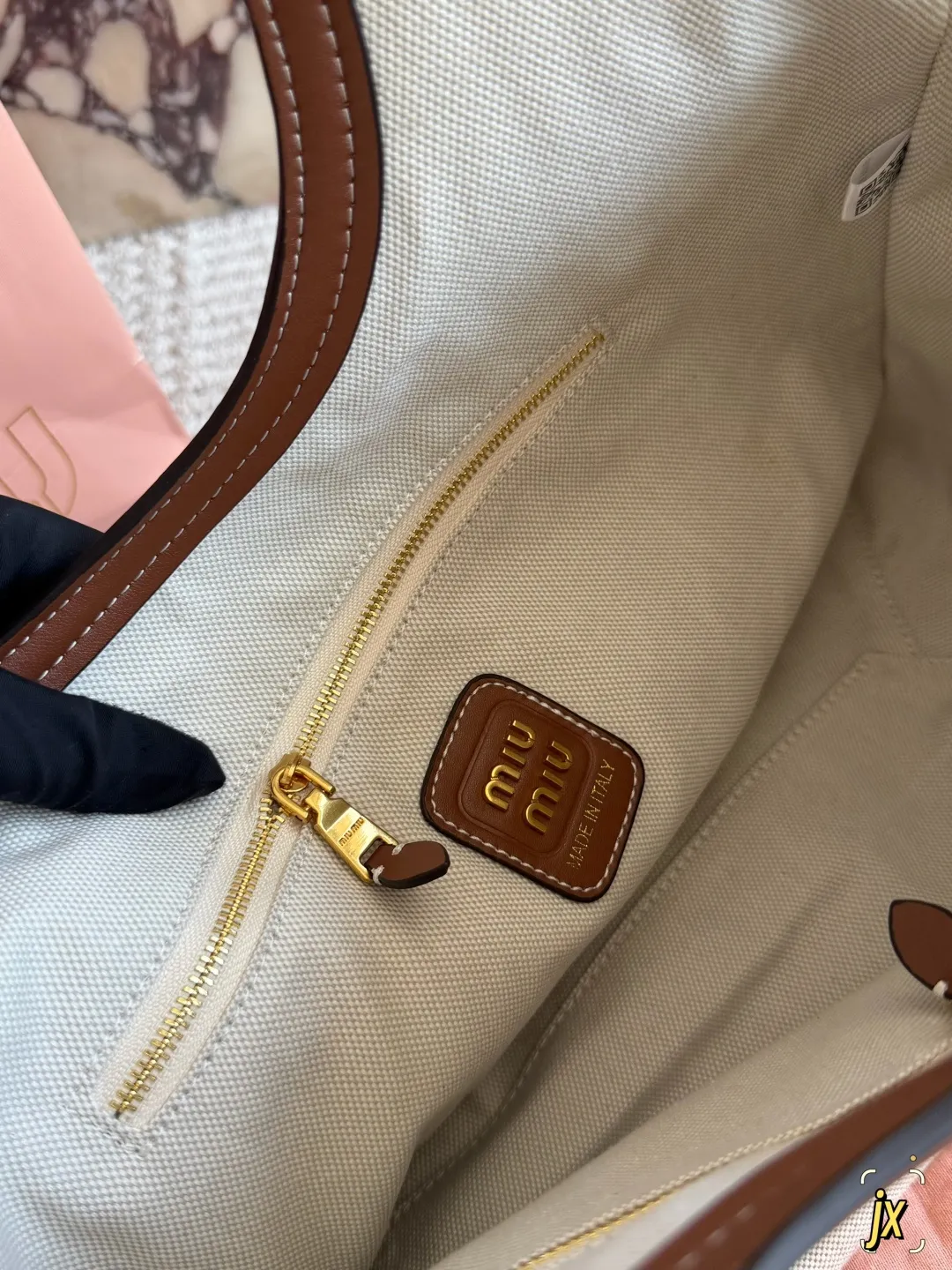 Miu Miu Canvas and Leather Tote Bag D37018354 — view 9