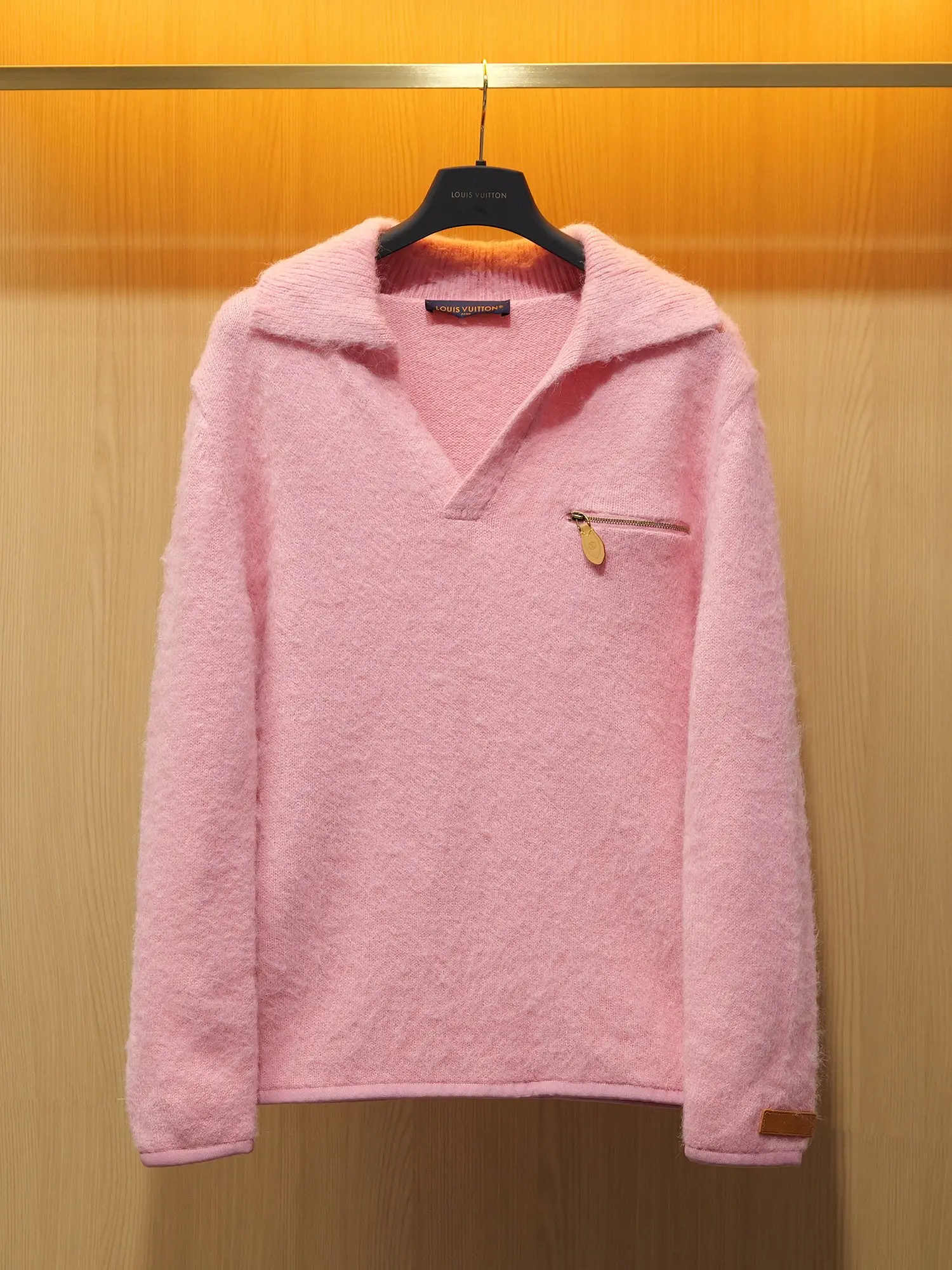 Brushed Knit Pullover with Leather Trim D30522714