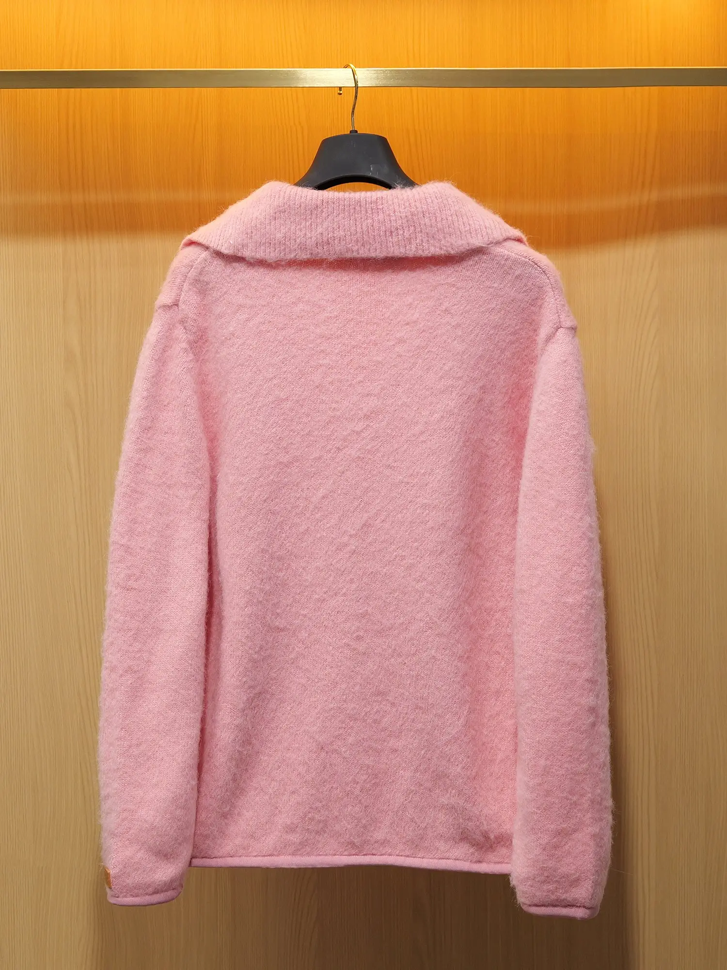 Brushed Knit Pullover with Leather Trim D30522714 — view 2