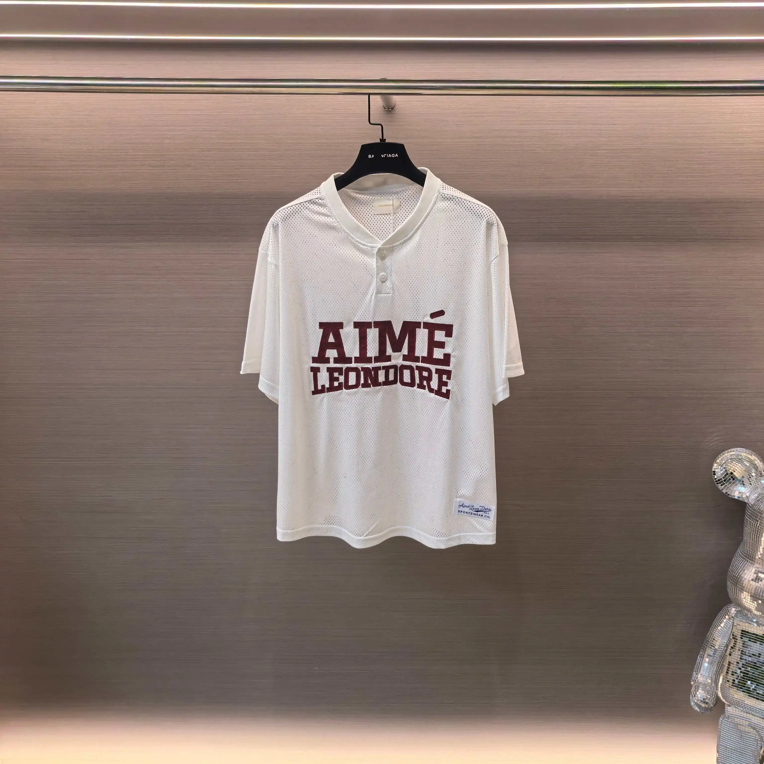 Logo-Print Mesh Henley T-Shirt D13523762 — view 2