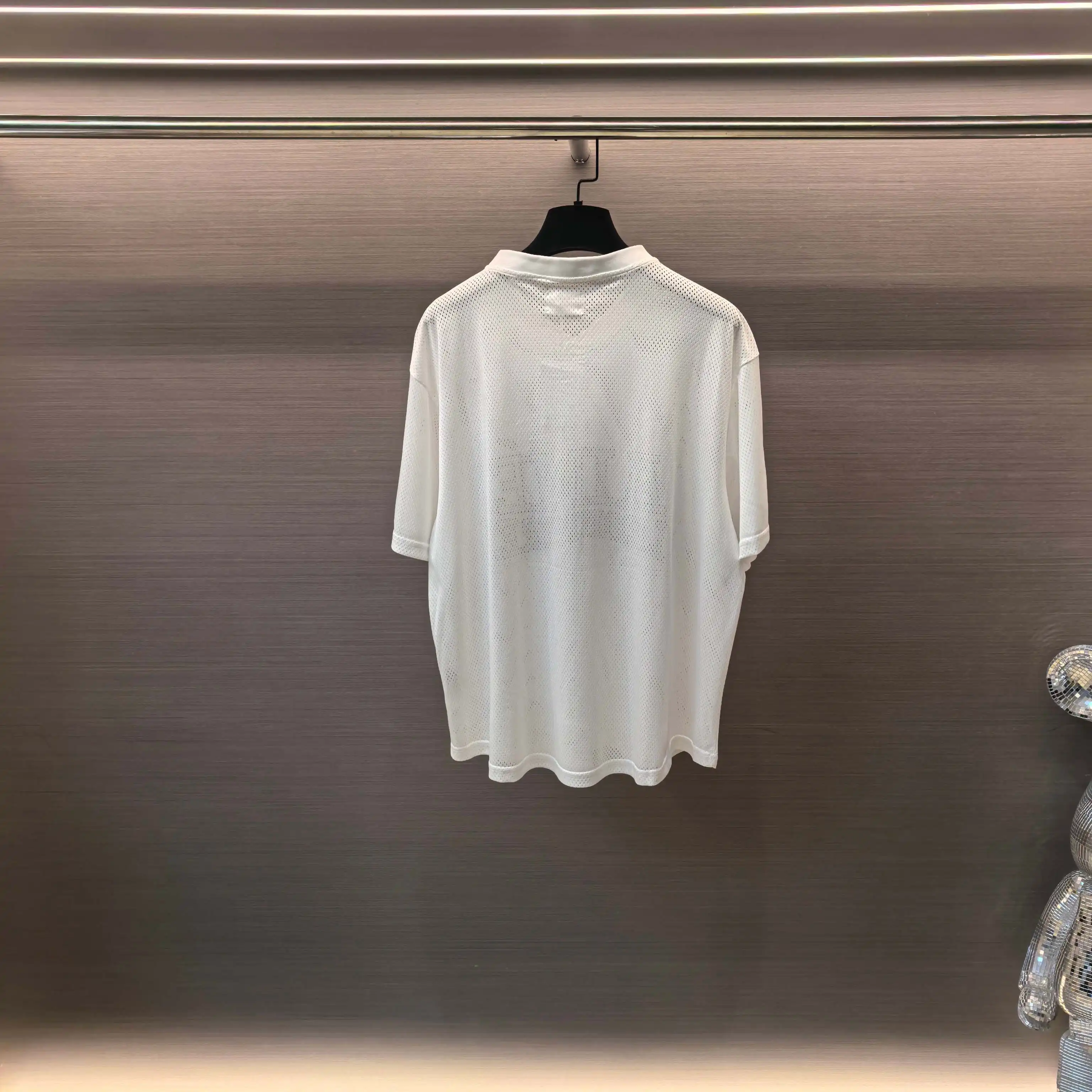 Logo-Print Mesh Henley T-Shirt D13523762 — view 3