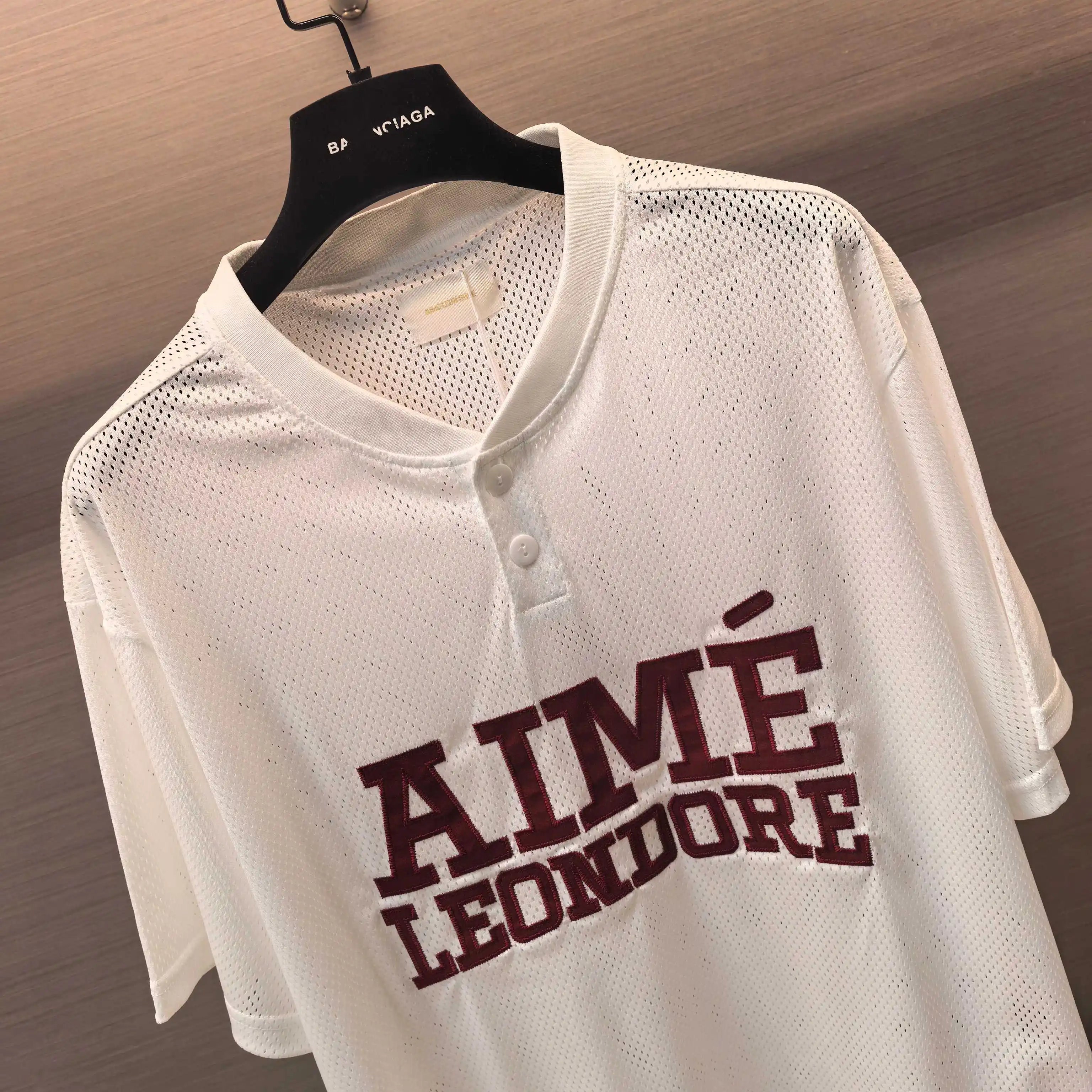 Logo-Print Mesh Henley T-Shirt D13523762 — view 4