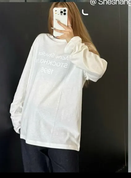 1996 Logo-Print Linen-Blend Long-Sleeve T-Shirt D14023758 — view 2