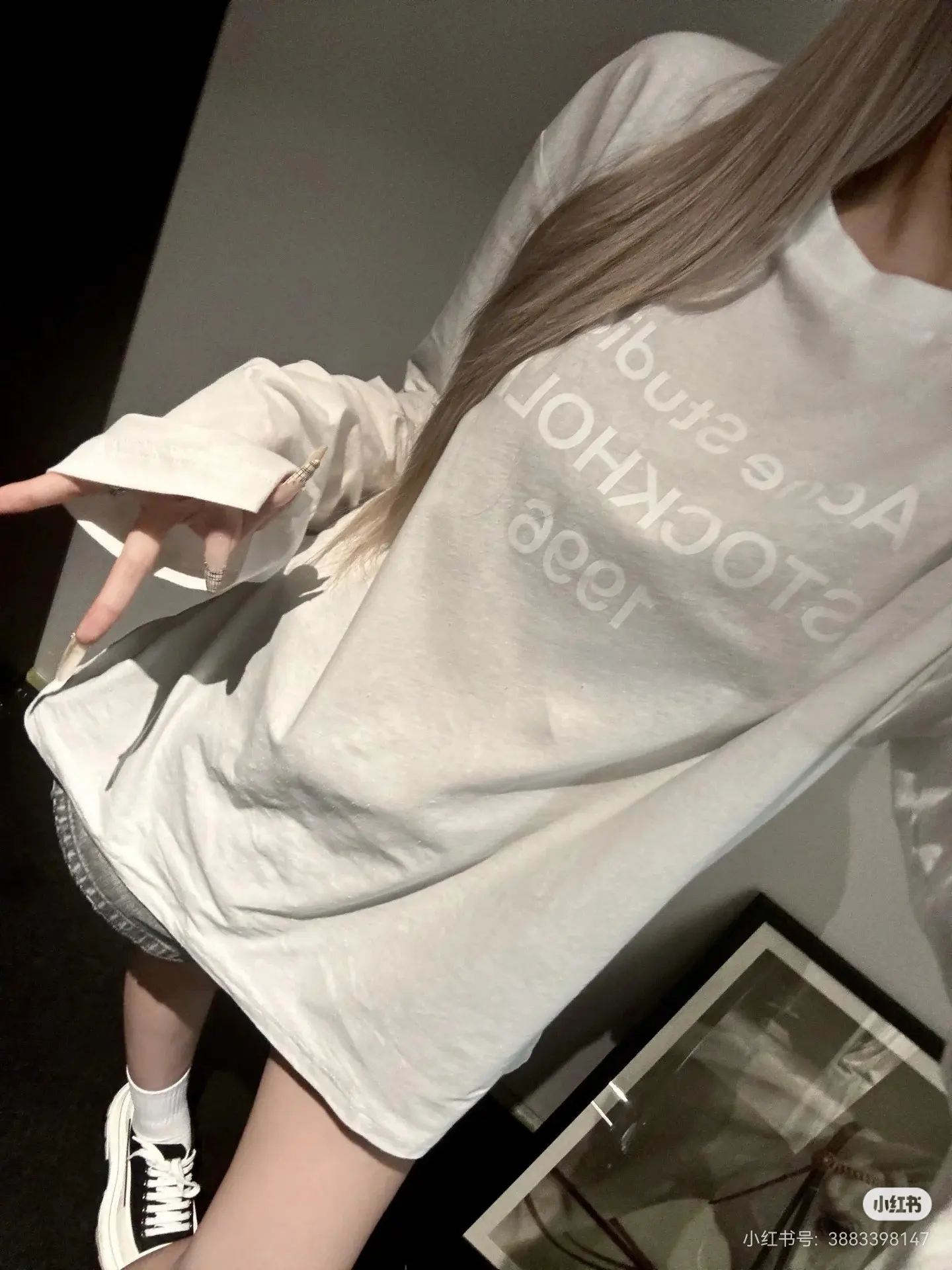 1996 Logo-Print Linen-Blend Long-Sleeve T-Shirt D14023756