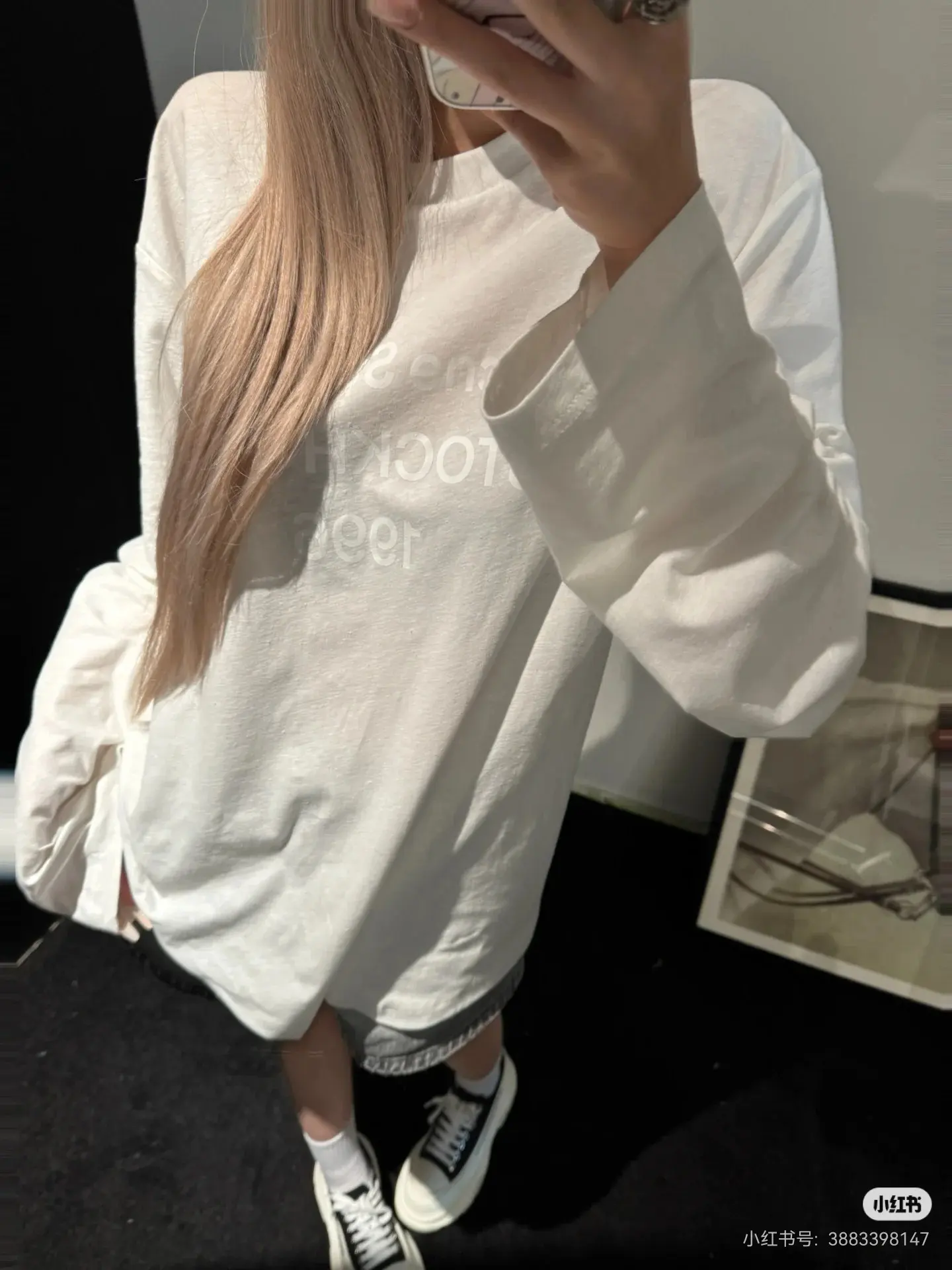 1996 Logo-Print Linen-Blend Long-Sleeve T-Shirt D14023756 — view 3