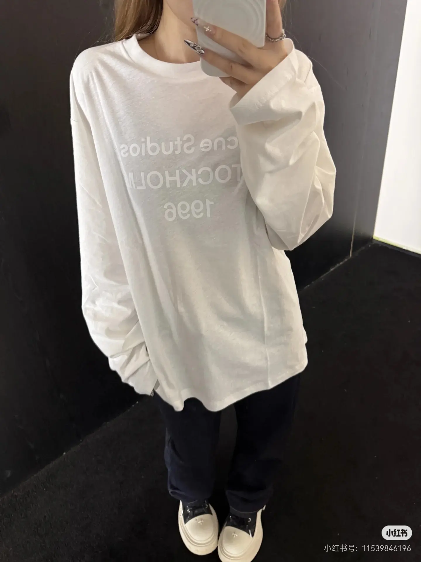 1996 Logo-Print Linen-Blend Long-Sleeve T-Shirt D14023756 — view 7