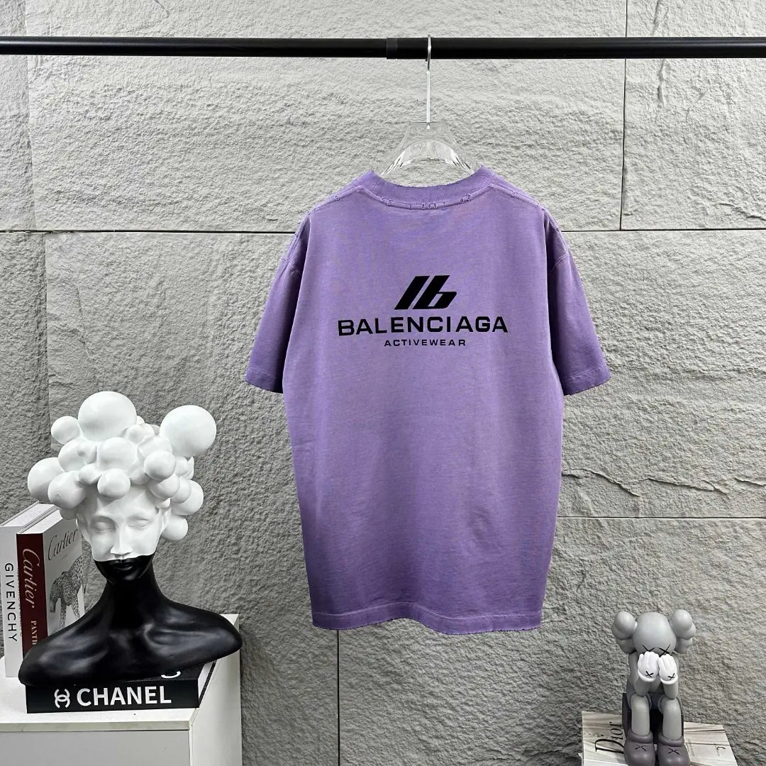 Logo Flocked Distressed Cotton T-Shirt D14512495