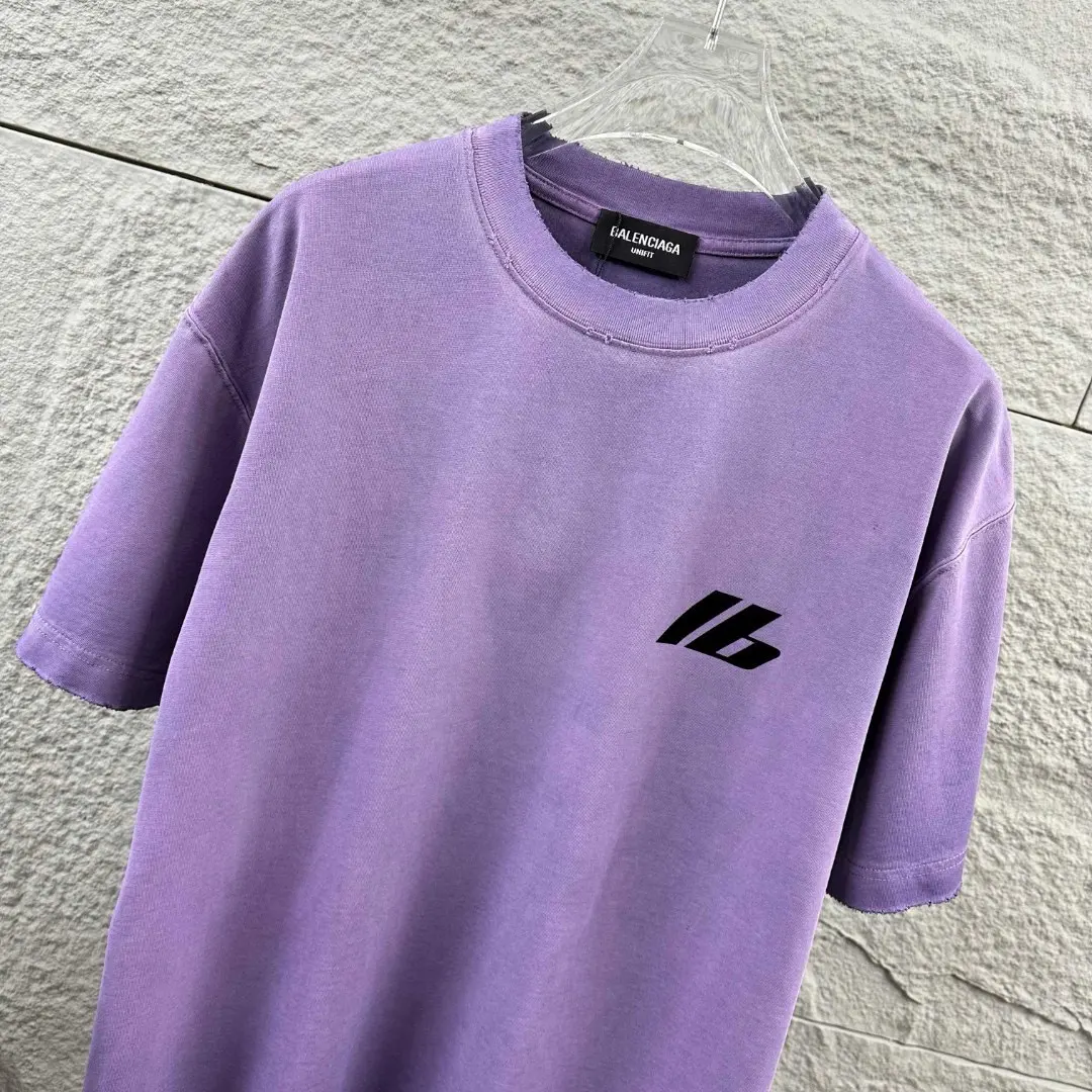 Logo Flocked Distressed Cotton T-Shirt D14512495 — view 8