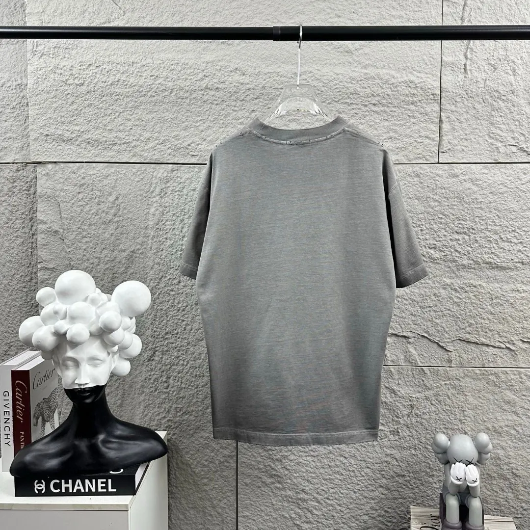 Logo-Flocked Distressed Cotton T-Shirt D14512489 — view 3