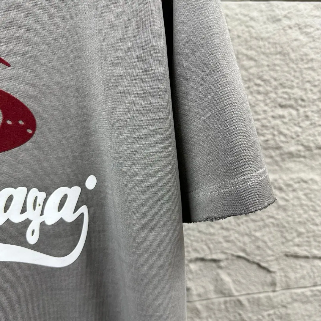 Logo-Flocked Distressed Cotton T-Shirt D14512489 — view 5