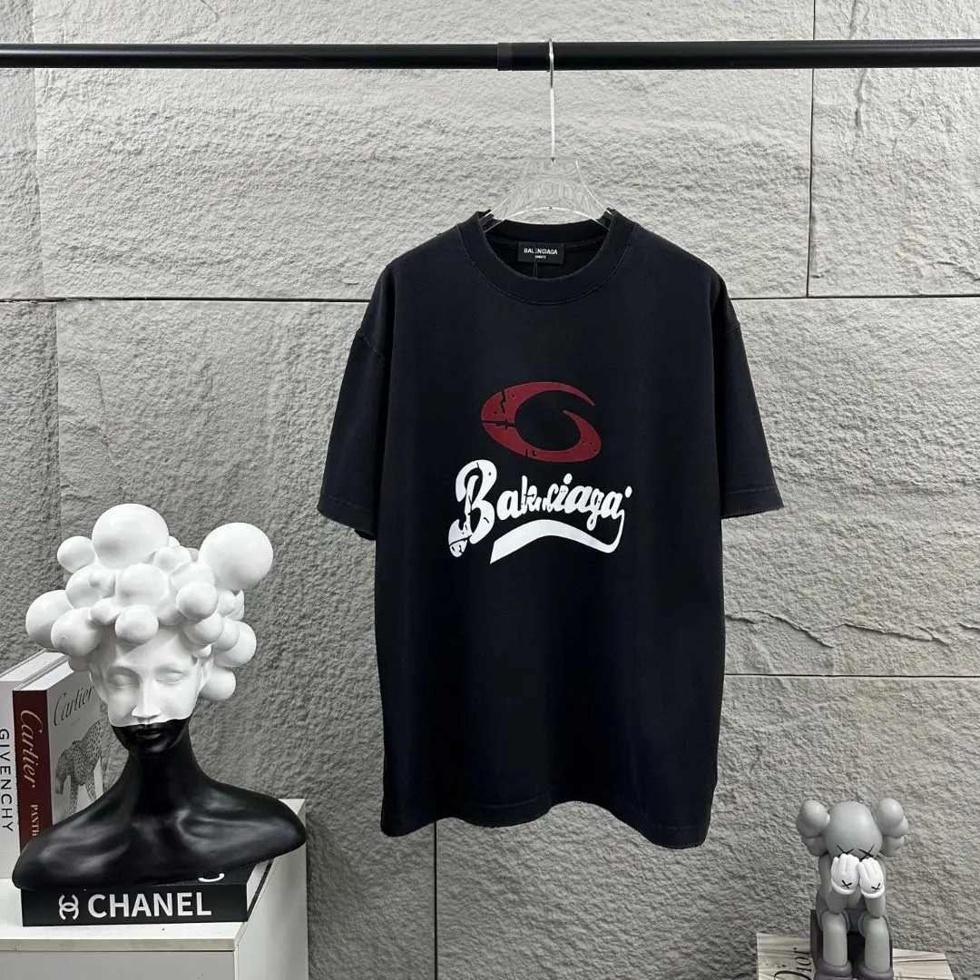 Distressed Flocked Logo Cotton T-Shirt D14512492