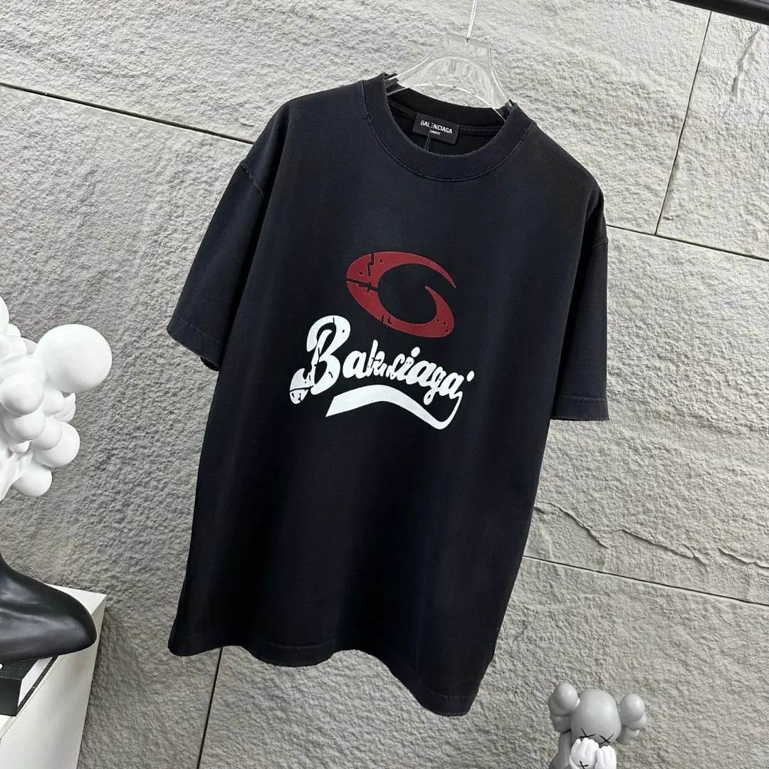 Distressed Flocked Logo Cotton T-Shirt D14512492 — view 2