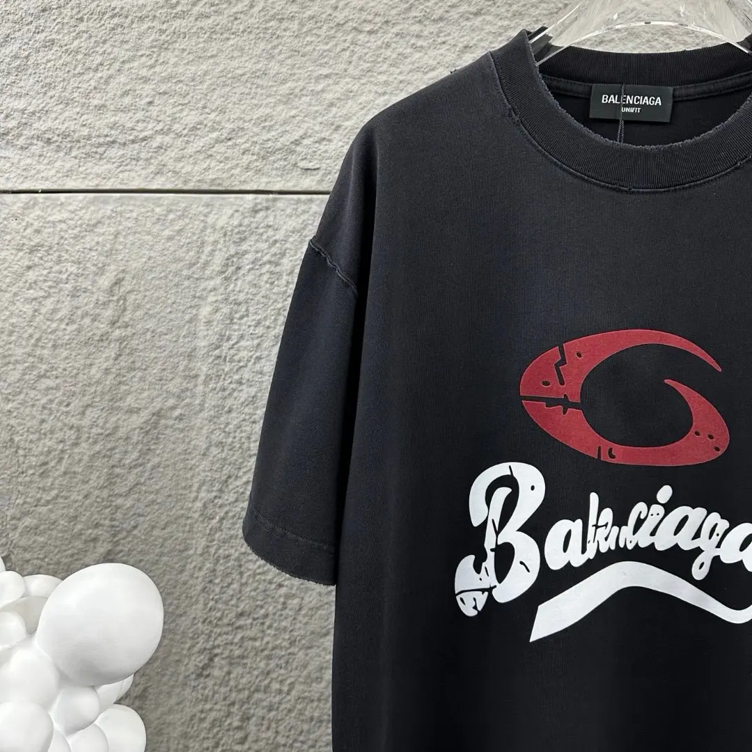 Distressed Flocked Logo Cotton T-Shirt D14512492 — view 3