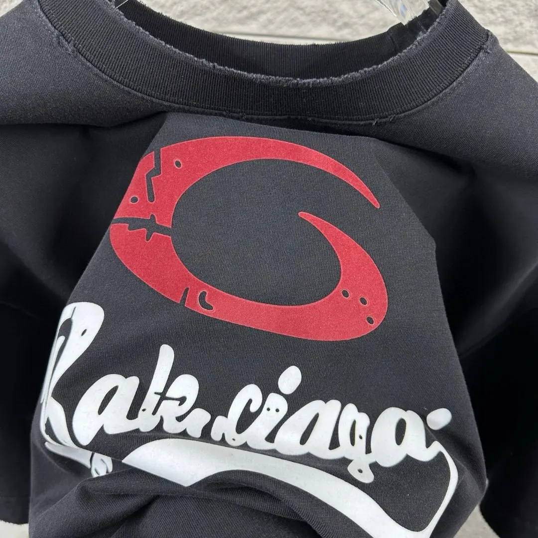 Distressed Flocked Logo Cotton T-Shirt D14512492 — view 5