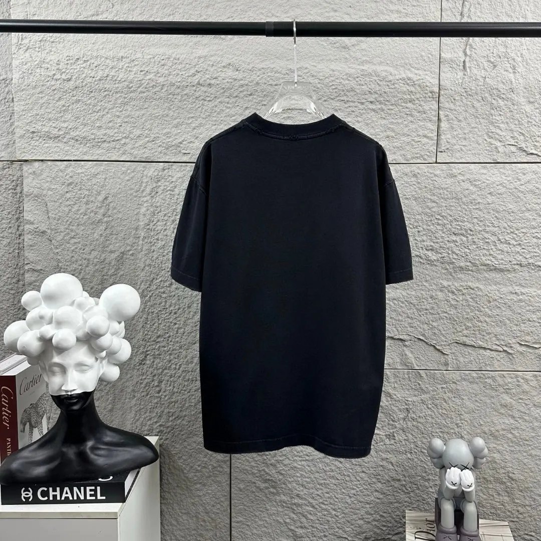 Distressed Flocked Logo Cotton T-Shirt D14512492 — view 6
