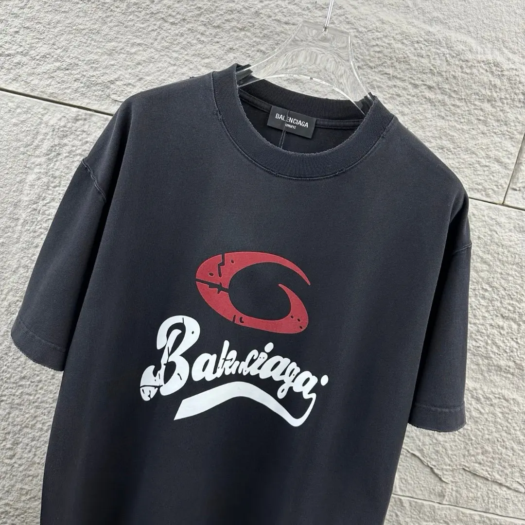 Distressed Flocked Logo Cotton T-Shirt D14512492 — view 8