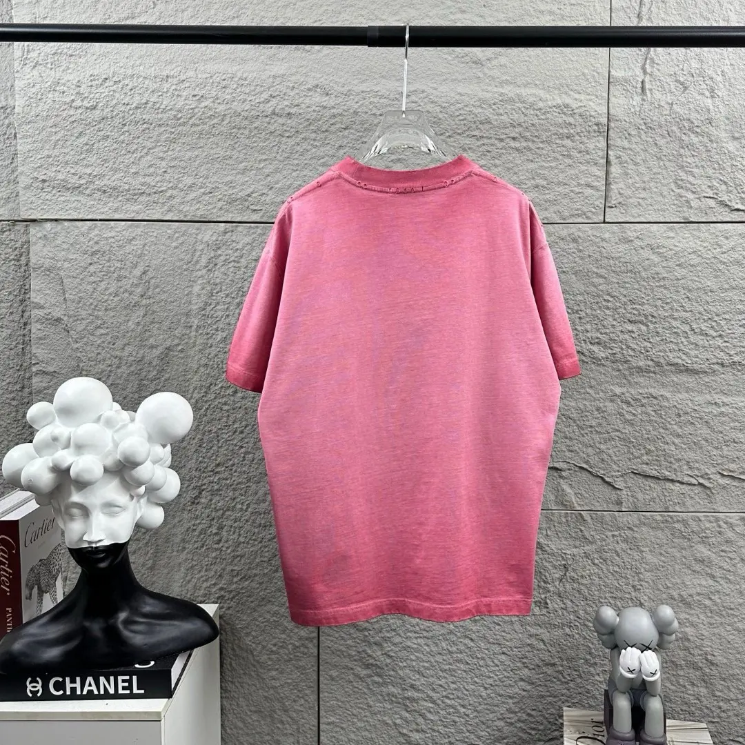 Logo Flocked Distressed Cotton T-Shirt D14512490 — view 4