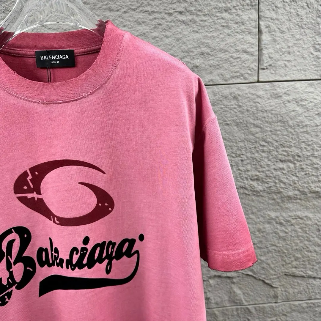 Logo Flocked Distressed Cotton T-Shirt D14512490 — view 8