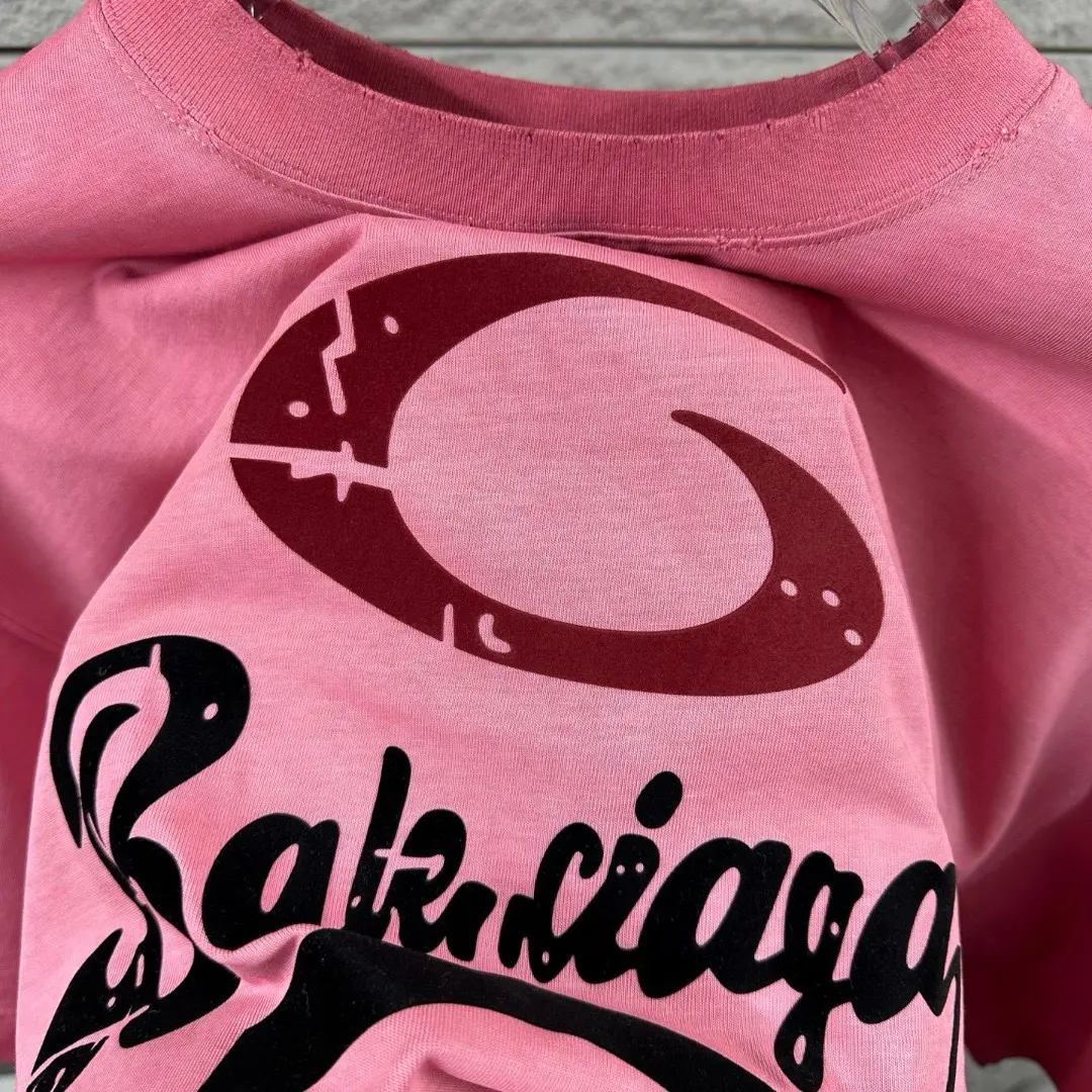 Logo Flocked Distressed Cotton T-Shirt D14512490 — view 9