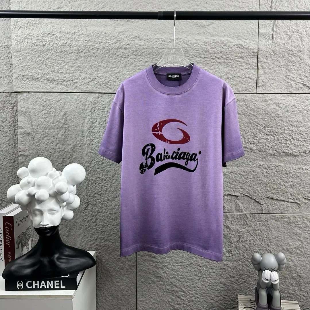 Distressed Flocked Logo Cotton T-Shirt D14512491