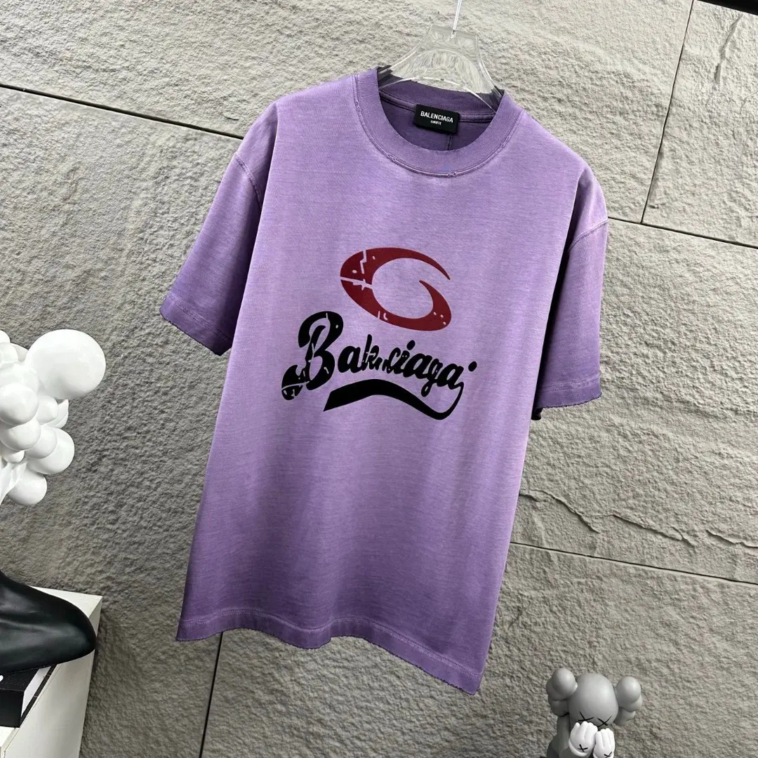 Distressed Flocked Logo Cotton T-Shirt D14512491 — view 2