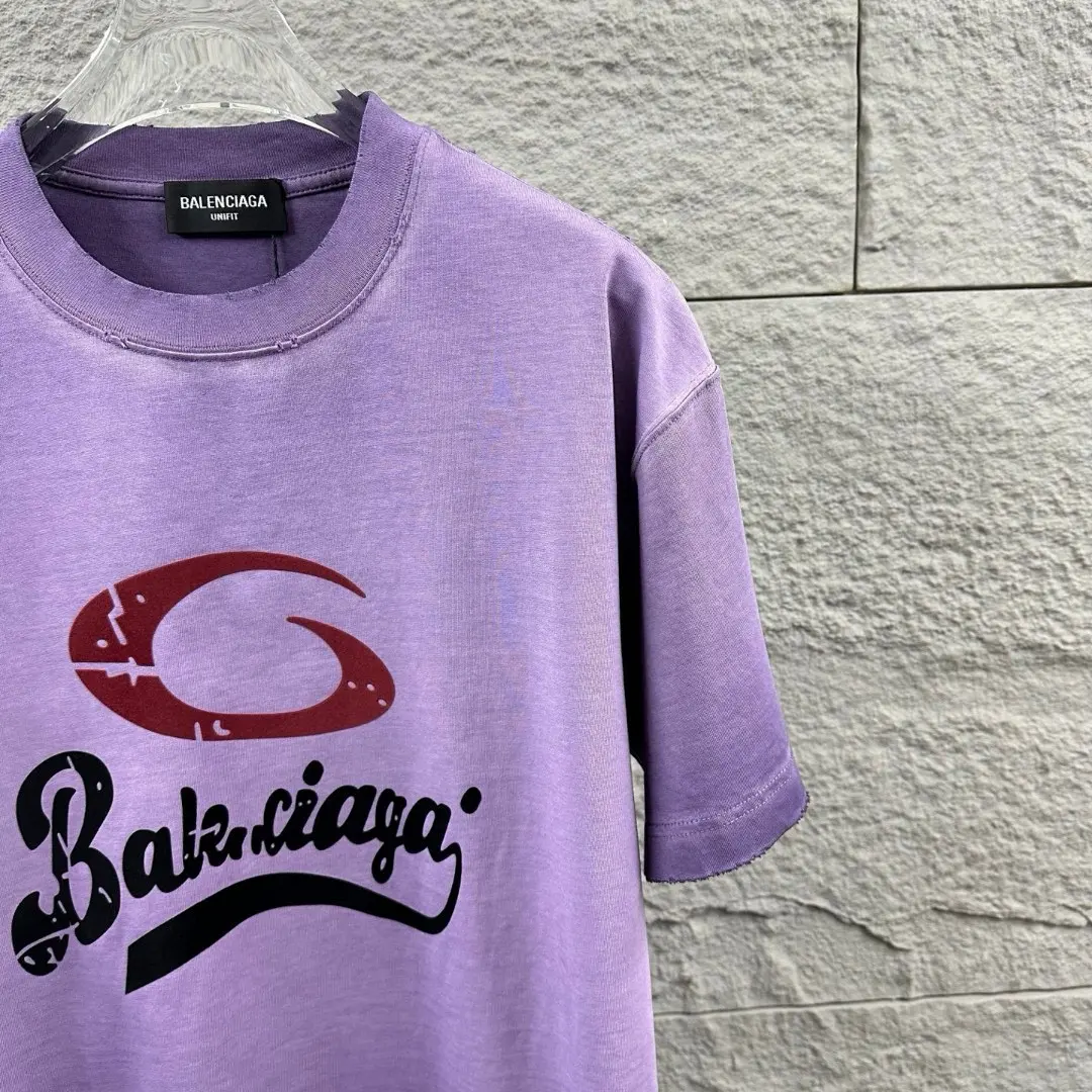 Distressed Flocked Logo Cotton T-Shirt D14512491 — view 3