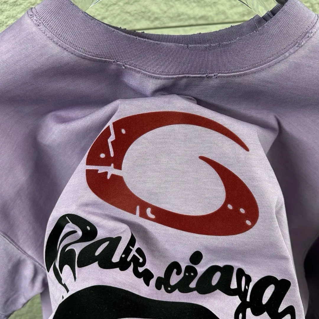 Distressed Flocked Logo Cotton T-Shirt D14512491 — view 4
