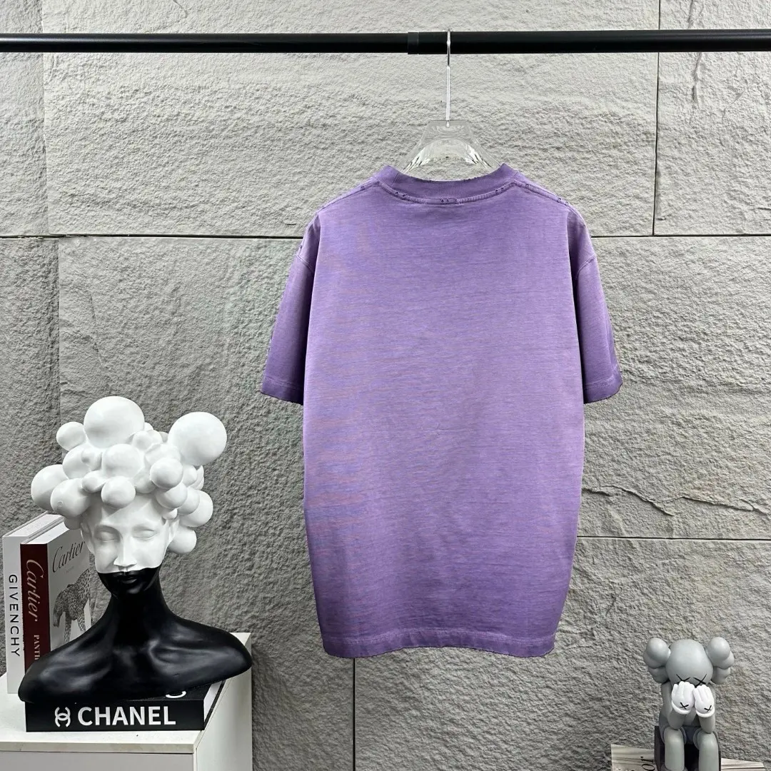 Distressed Flocked Logo Cotton T-Shirt D14512491 — view 5