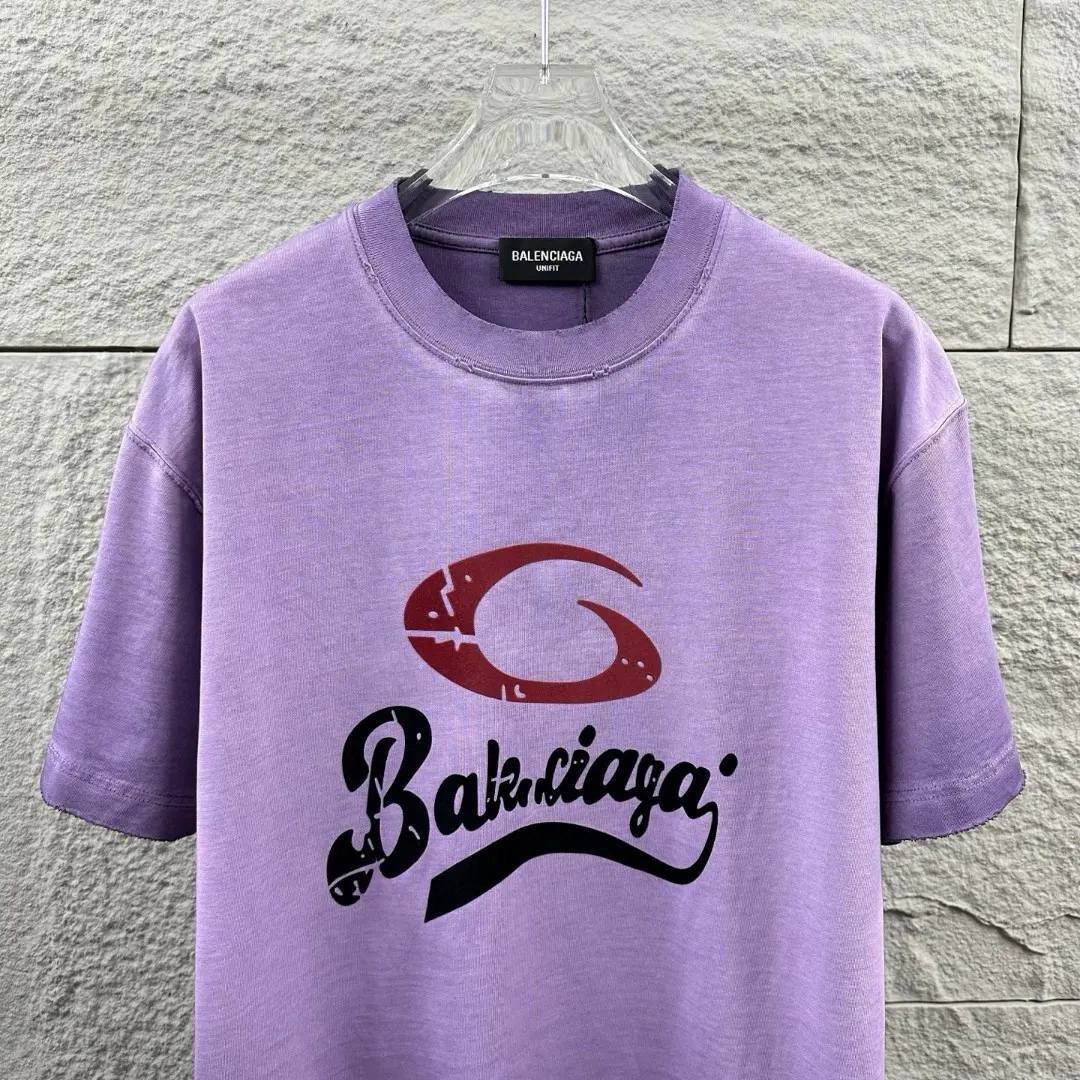 Distressed Flocked Logo Cotton T-Shirt D14512491 — view 6