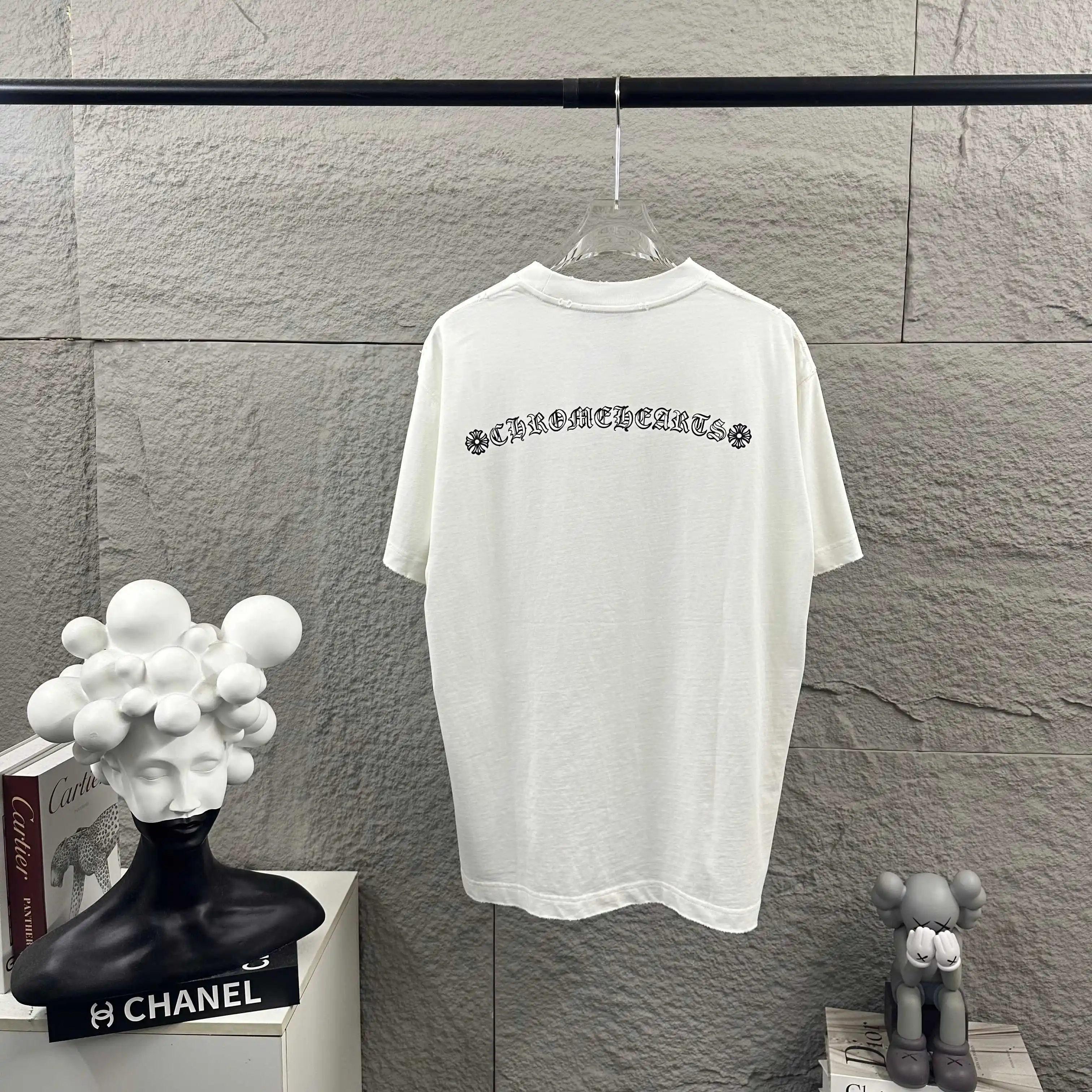 Distressed Logo Embroidery Cotton T-Shirt D14519627