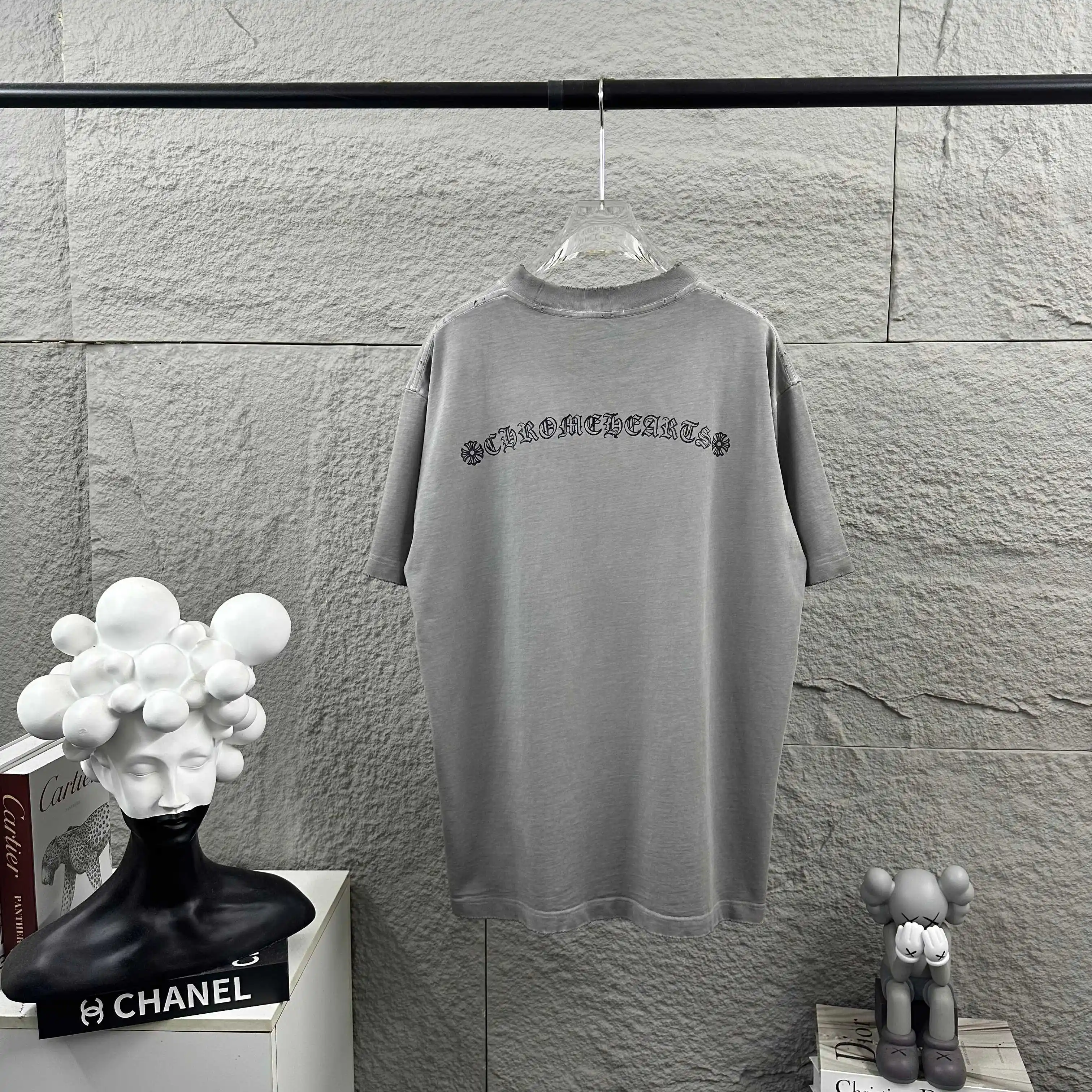 Embroidered Distressed Cotton T-Shirt D14519629 — view 2