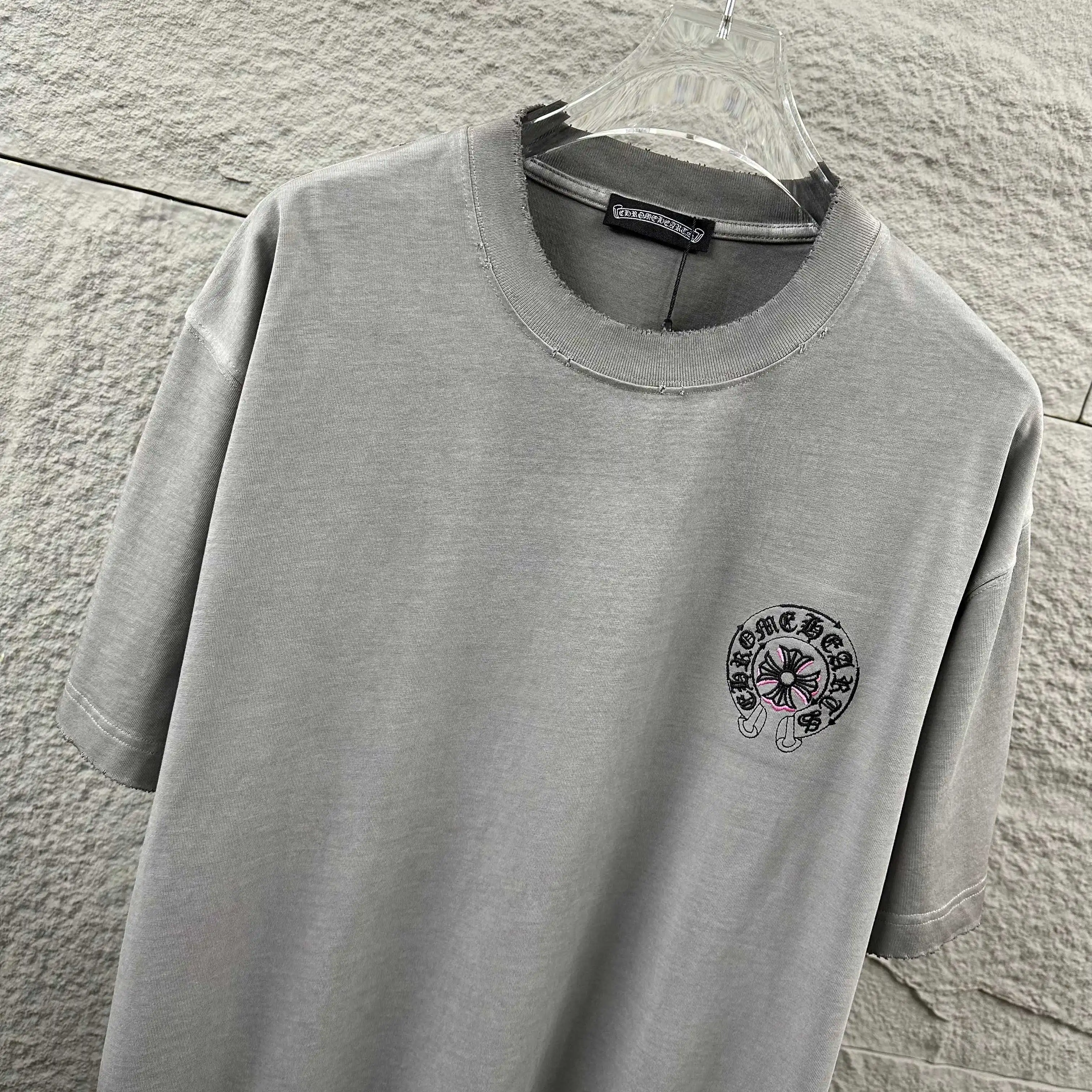 Embroidered Distressed Cotton T-Shirt D14519629 — view 4