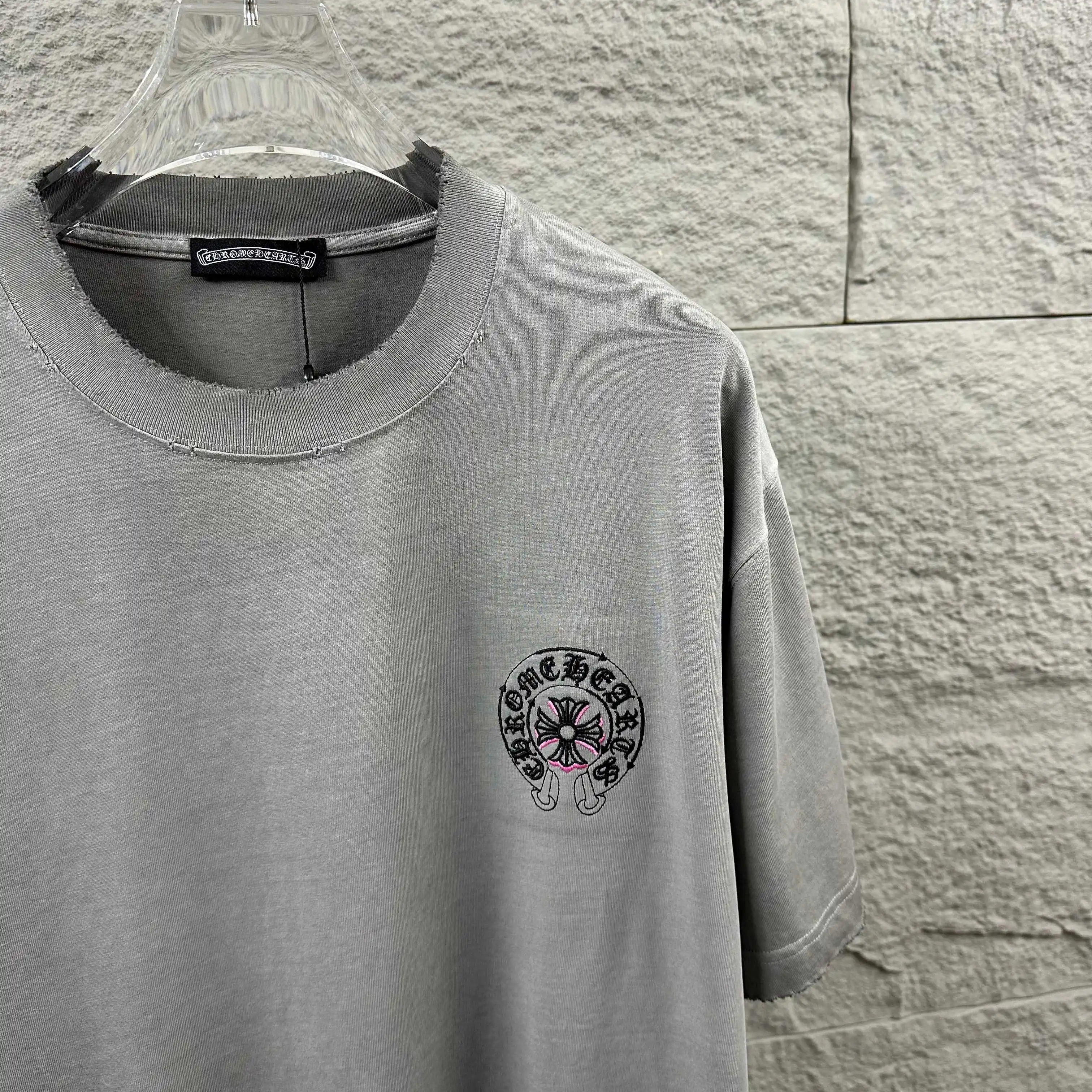 Embroidered Distressed Cotton T-Shirt D14519629 — view 5