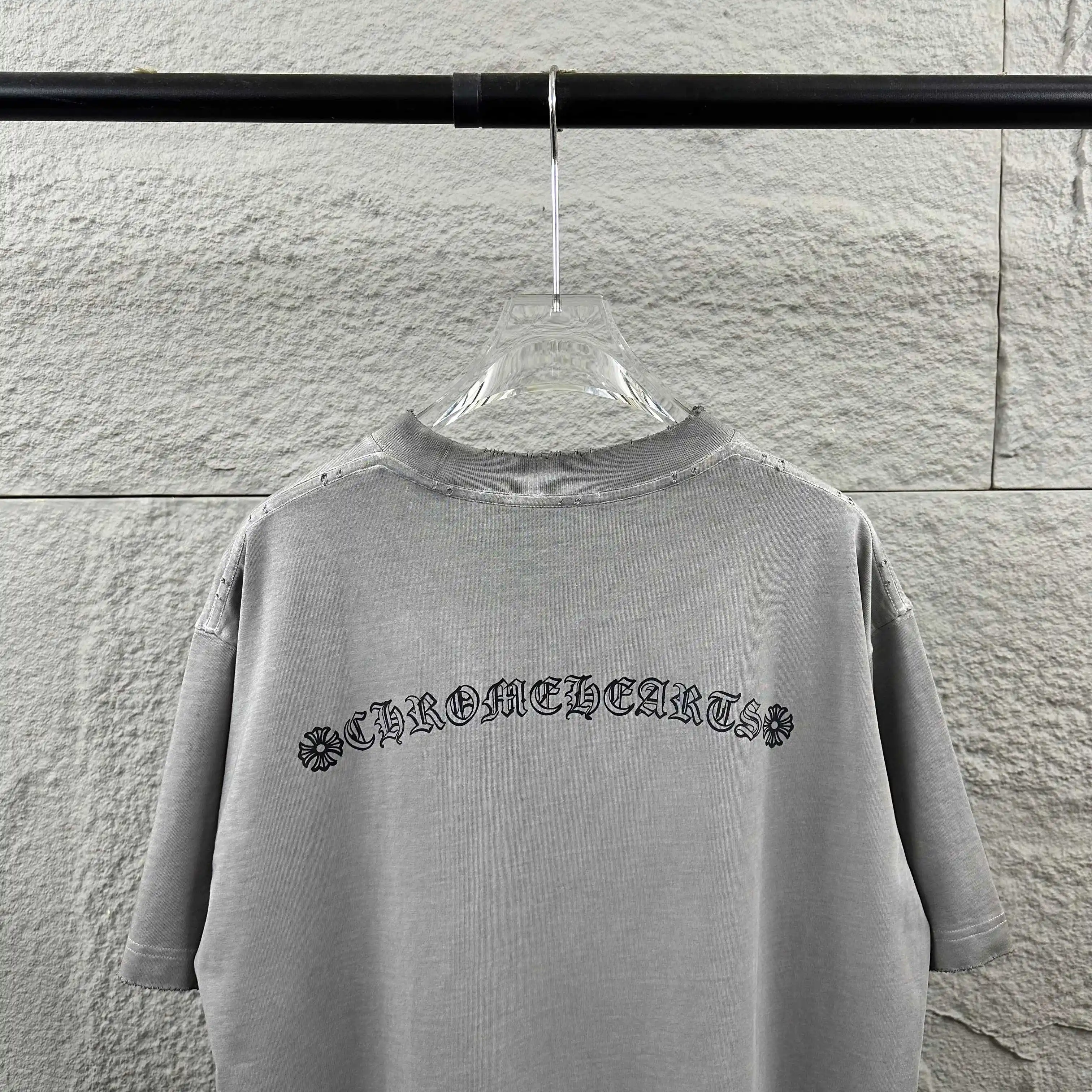 Embroidered Distressed Cotton T-Shirt D14519629 — view 7
