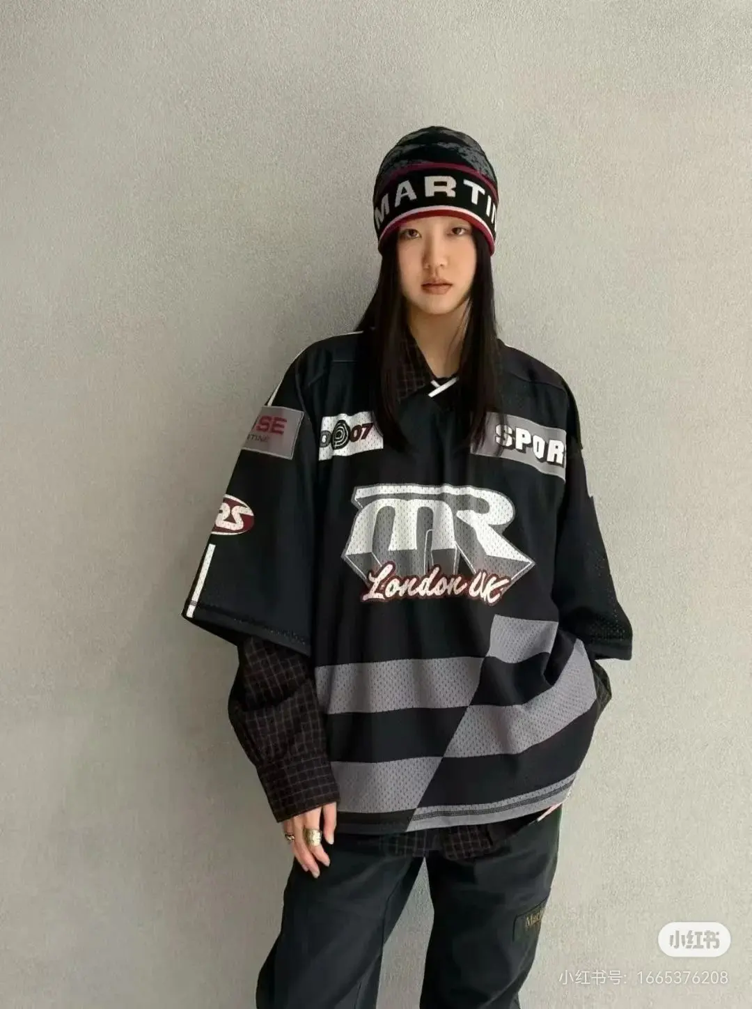 Oversized Striped Mesh Football Jersey D14523790 — view 4