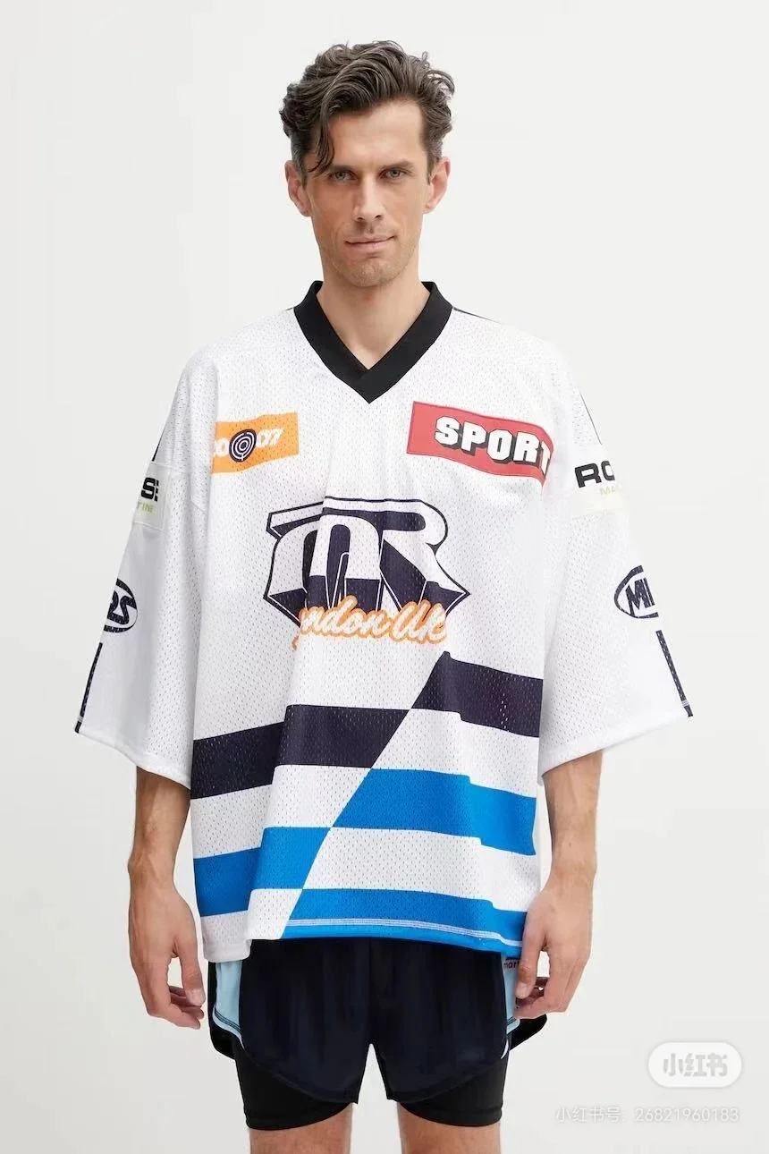 Oversized Striped Mesh Football Jersey D14523788 — view 8