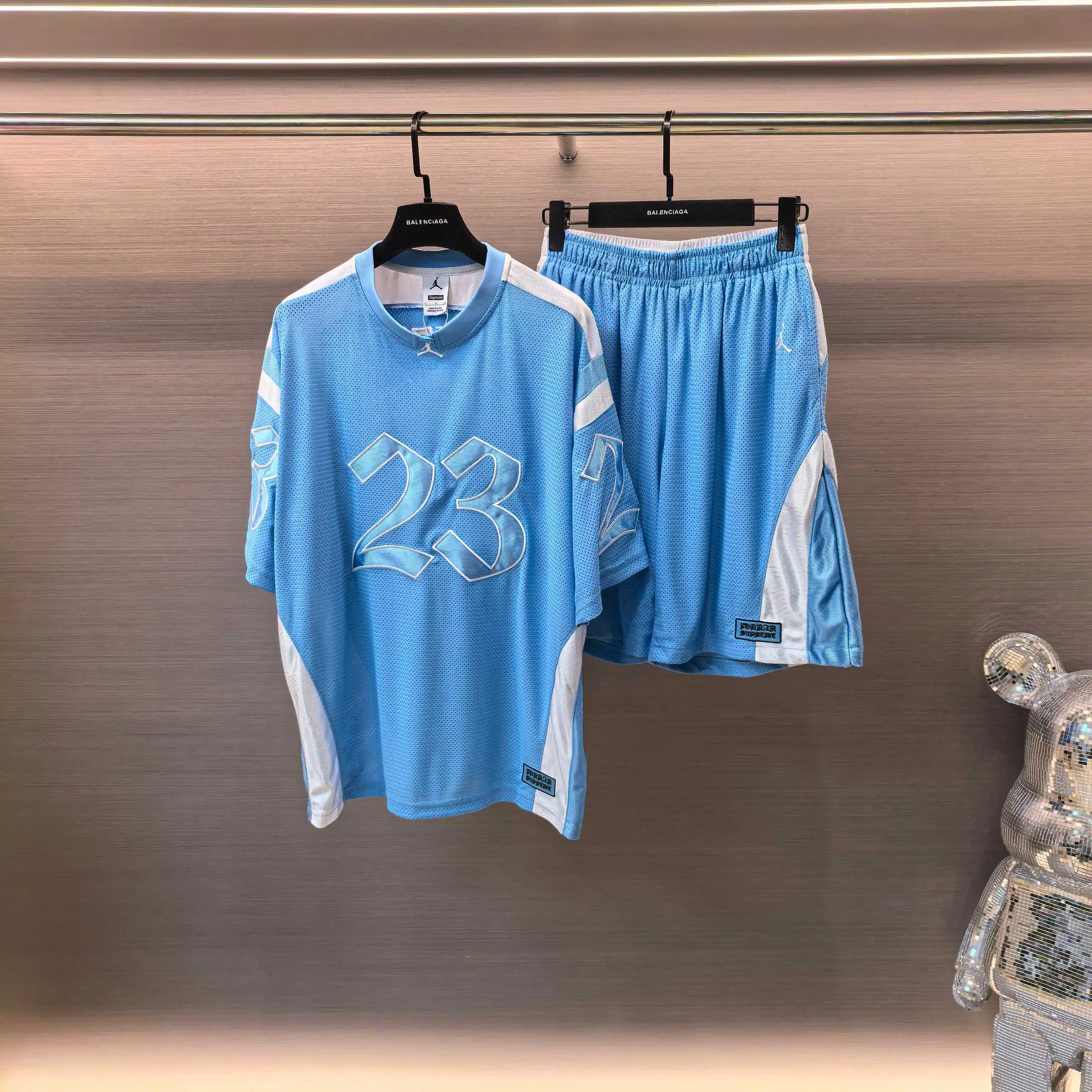 Supreme x Jordan Mesh Football Jersey and Shorts Set D14523620