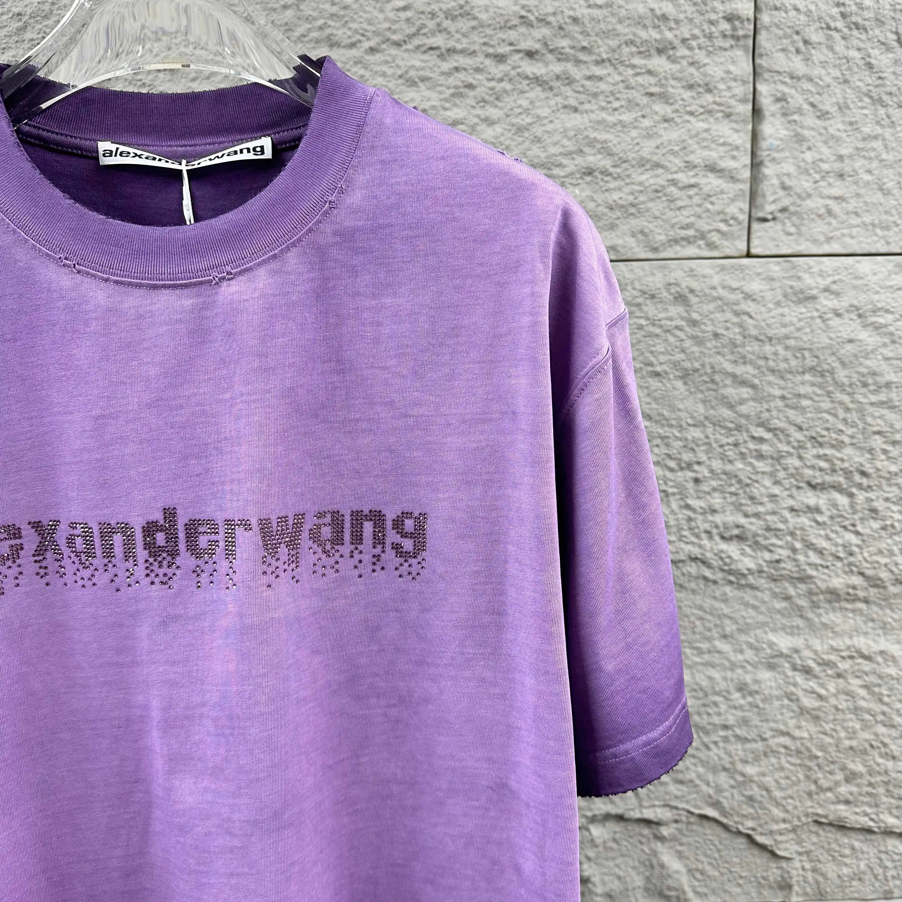 Hot-Fix Crystal Logo Washed Cotton T-Shirt D14512499 — view 4