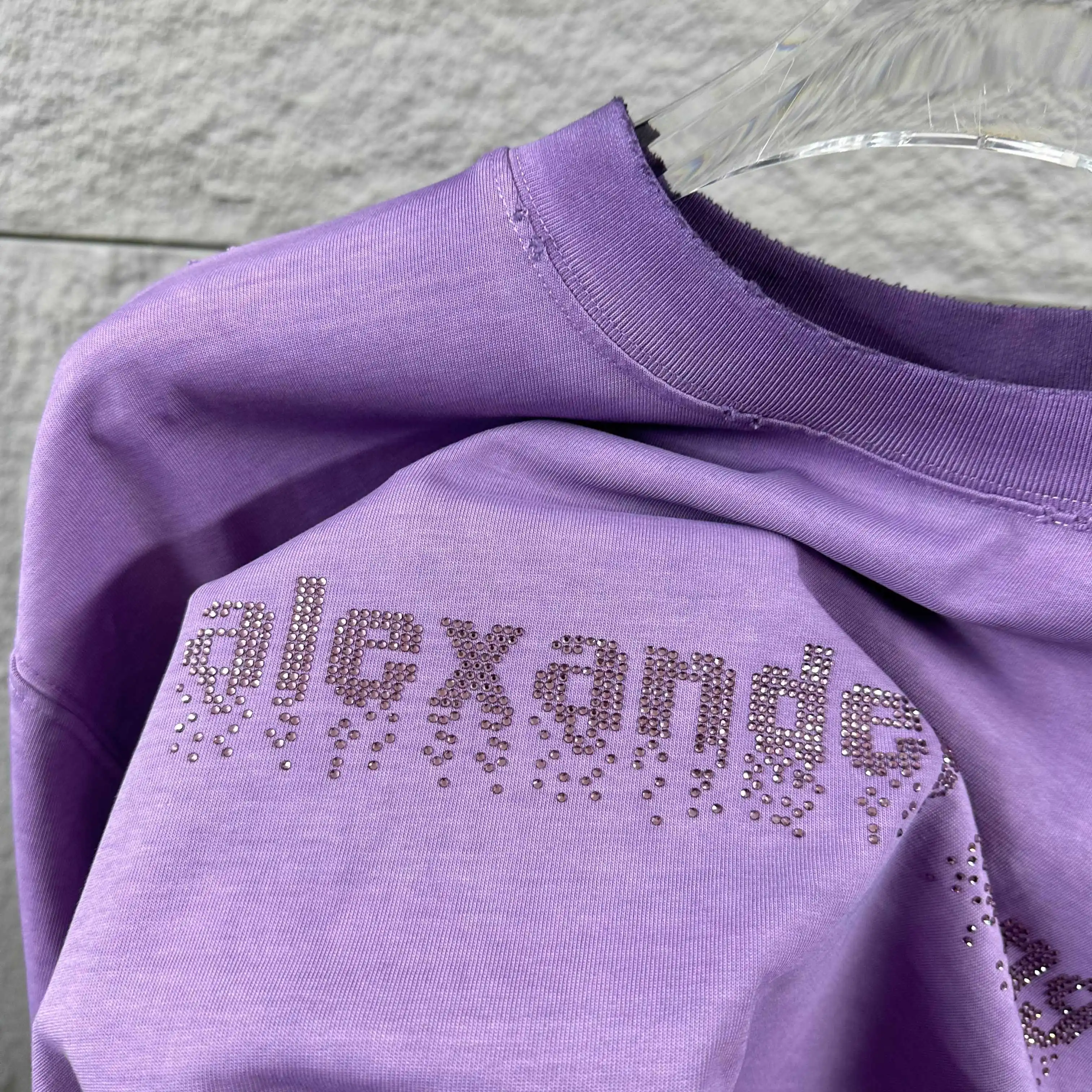 Hot-Fix Crystal Logo Washed Cotton T-Shirt D14512499 — view 6