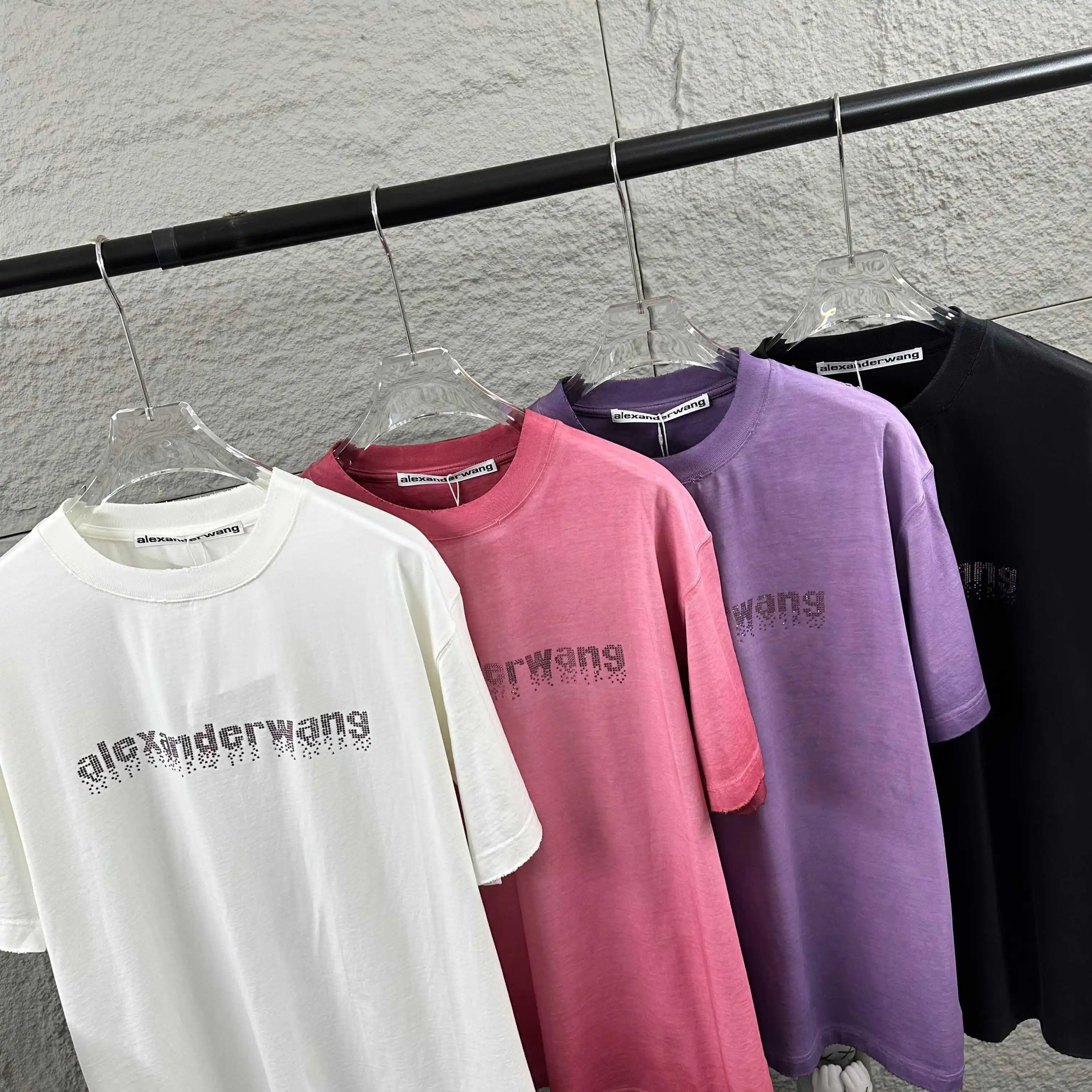 Hot-Fix Crystal Logo Washed Cotton T-Shirt D14512499 — view 9