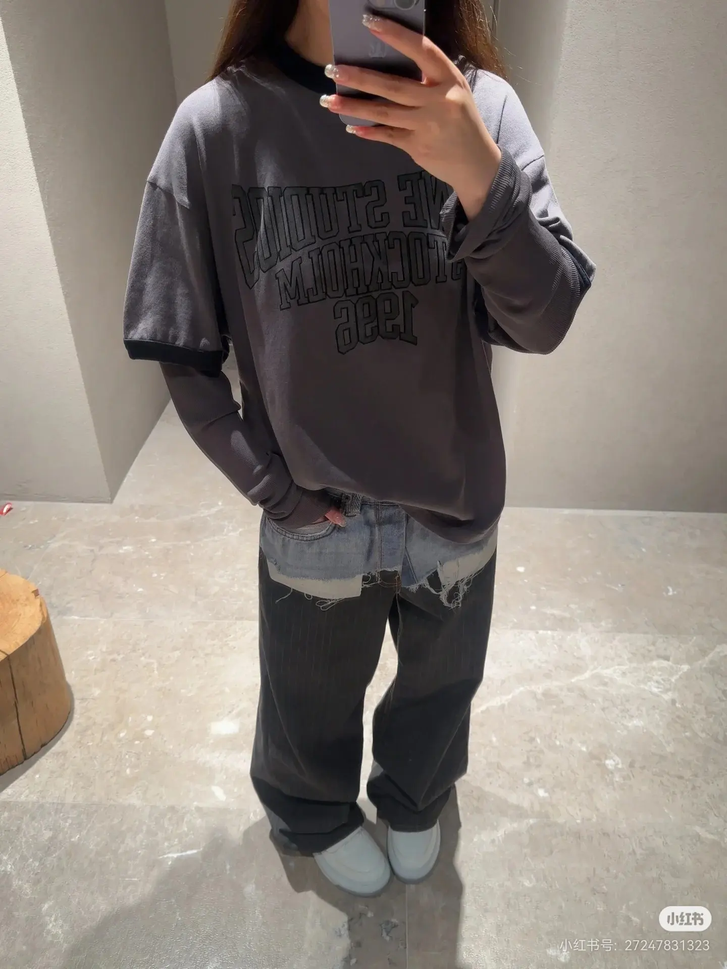 Logo Print Layered Long-Sleeve T-Shirt D15023745 — view 3