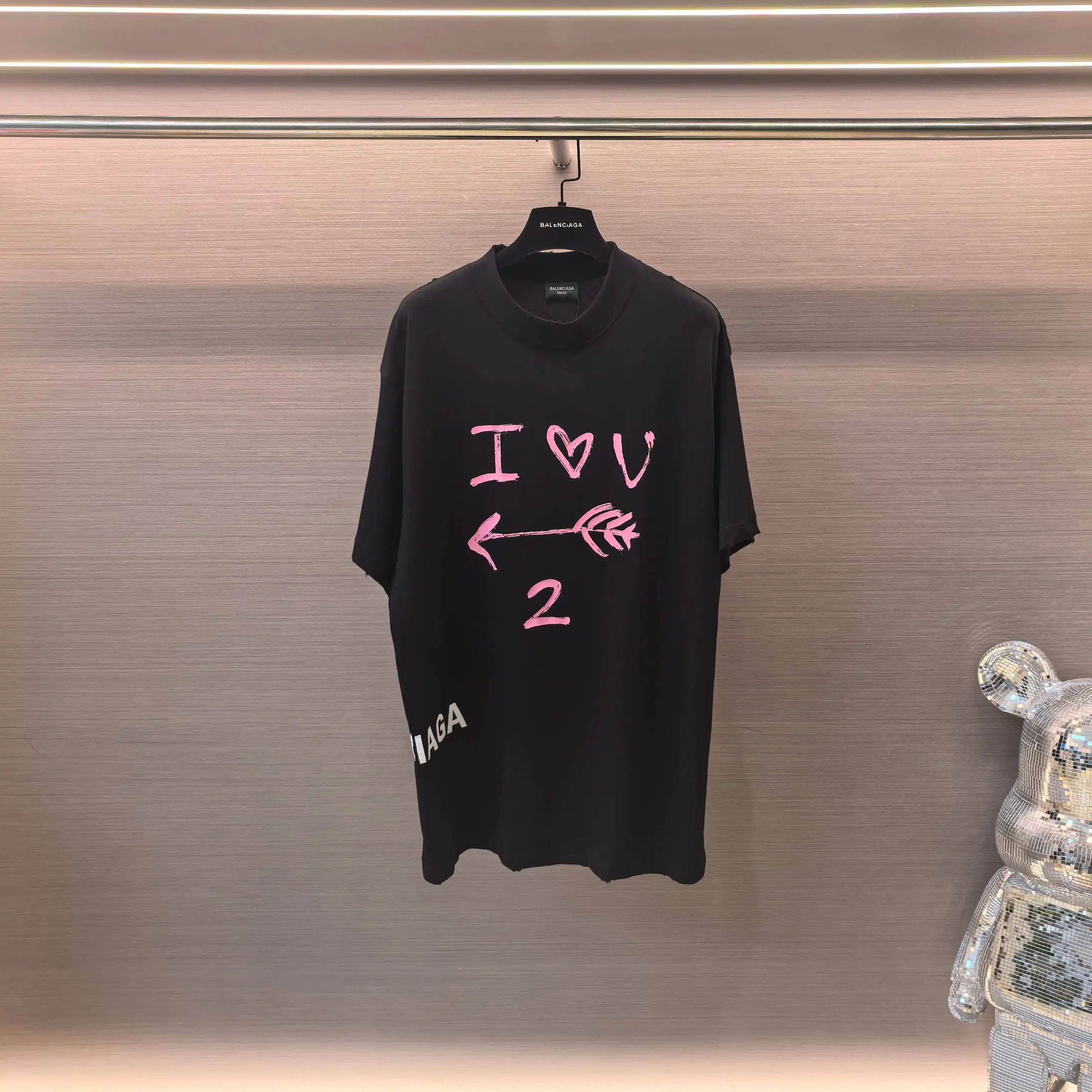 Valentine's Day Heart Print Oversized T-Shirt D15023614