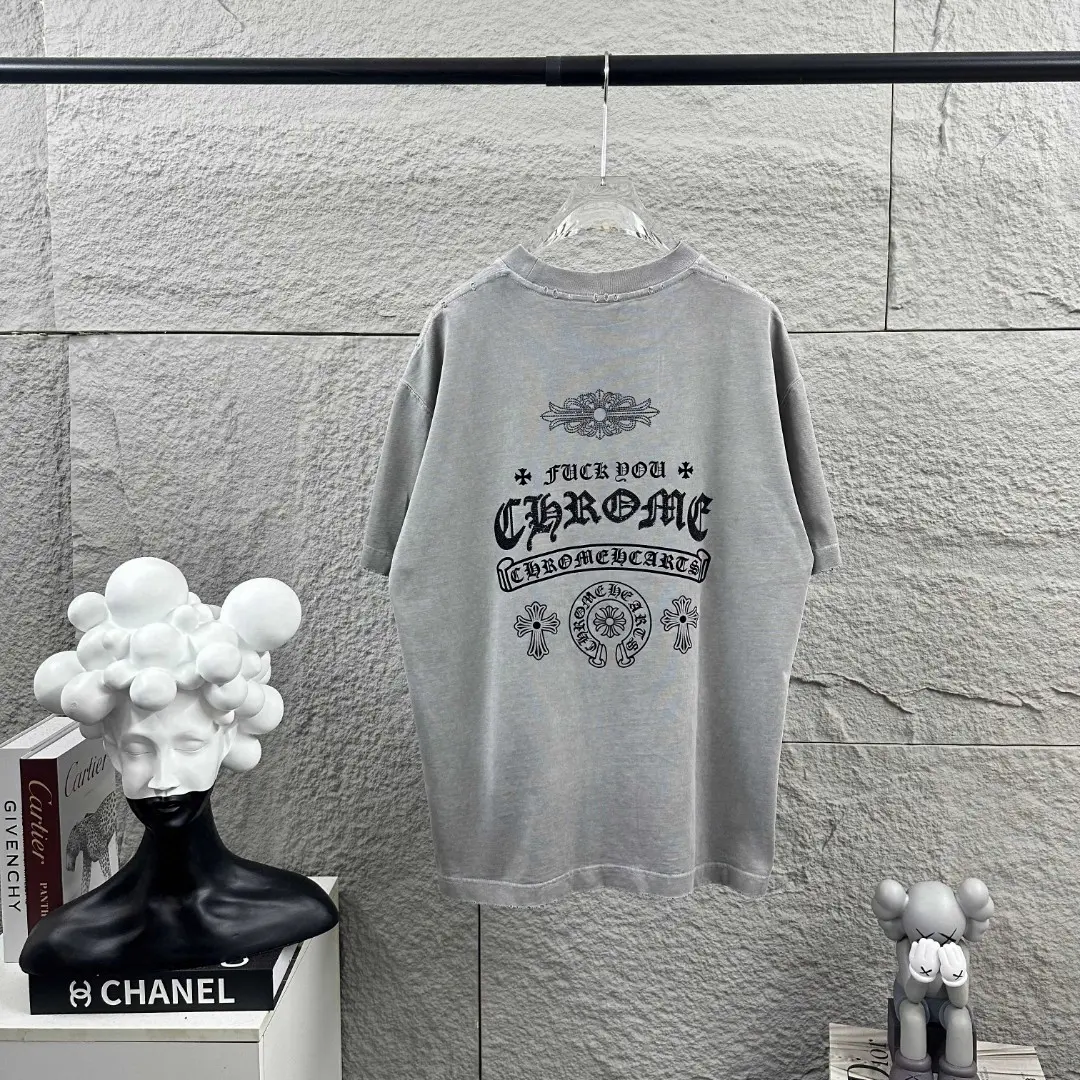 Distressed Washed Cotton Graphic T-Shirt D15019715