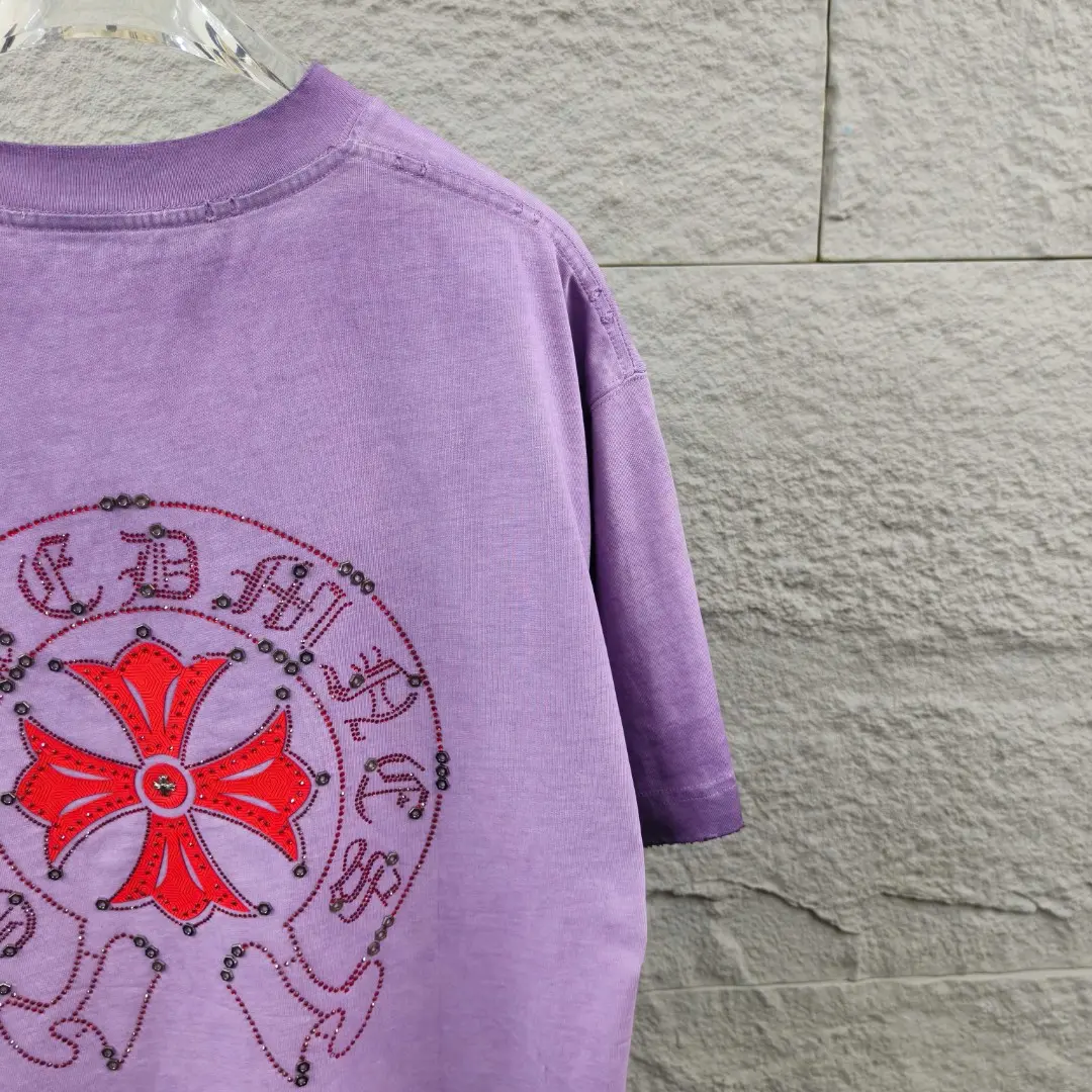 Distressed Rhinestone Logo Cotton T-Shirt D15019662 — view 5