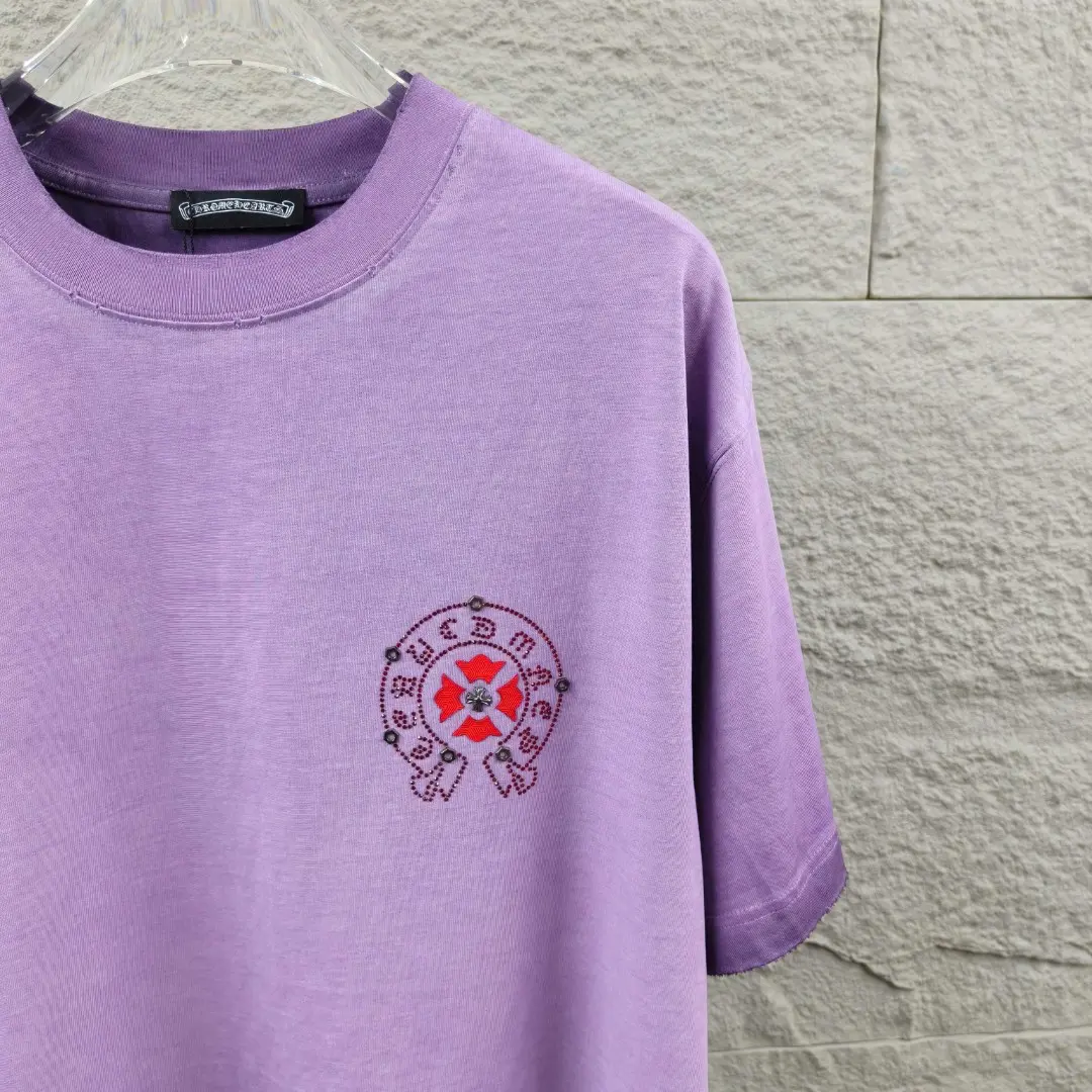Distressed Rhinestone Logo Cotton T-Shirt D15019662 — view 7